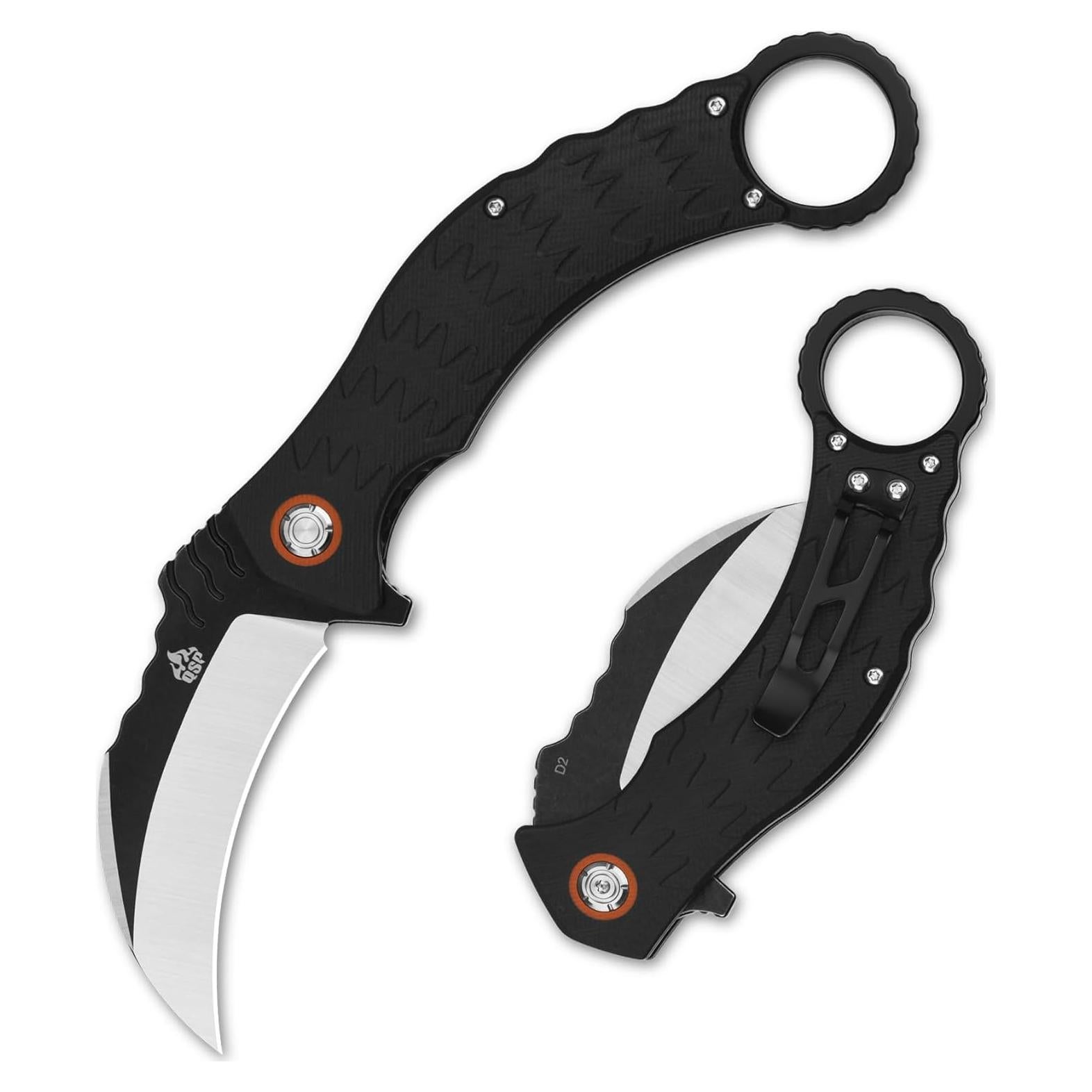 Cuchillo Plegable QSP Eagle D2 7.92 cm Negro EDC