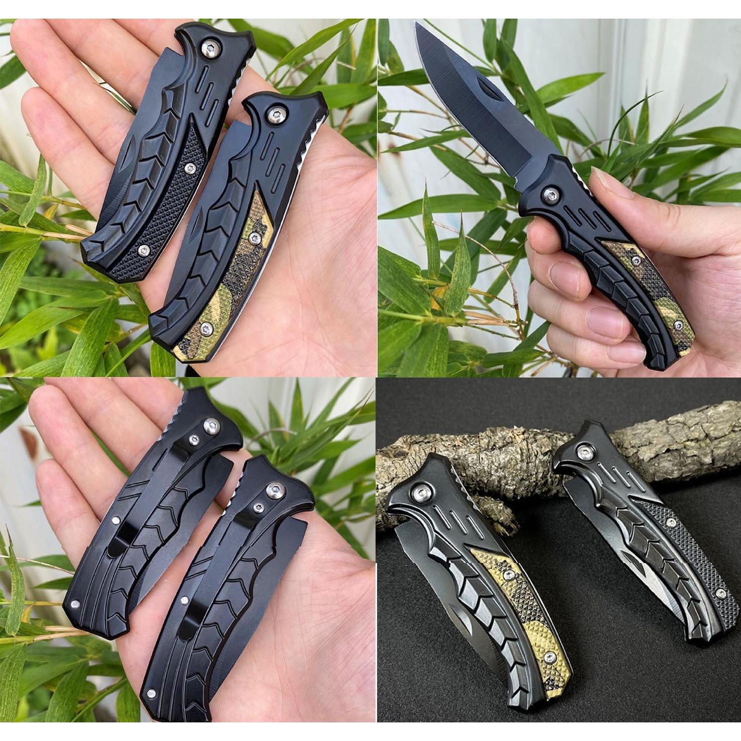 Cuchillos de bolsillo plegables Gerderk - 2 unidades, 7.37 cm hoja