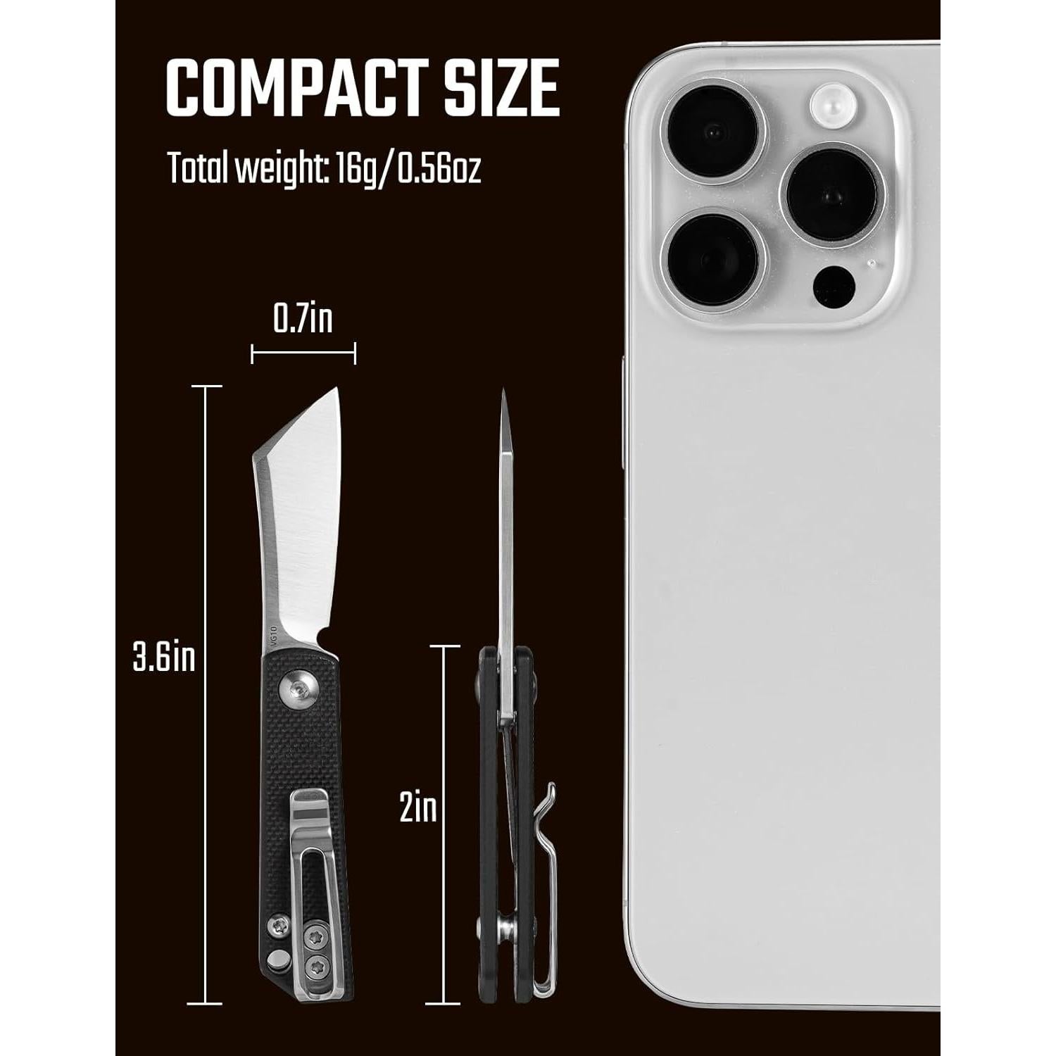 Cuchillo Plegable KeyUnity KK10XS Acero Inoxidable 3.81 cm Negro