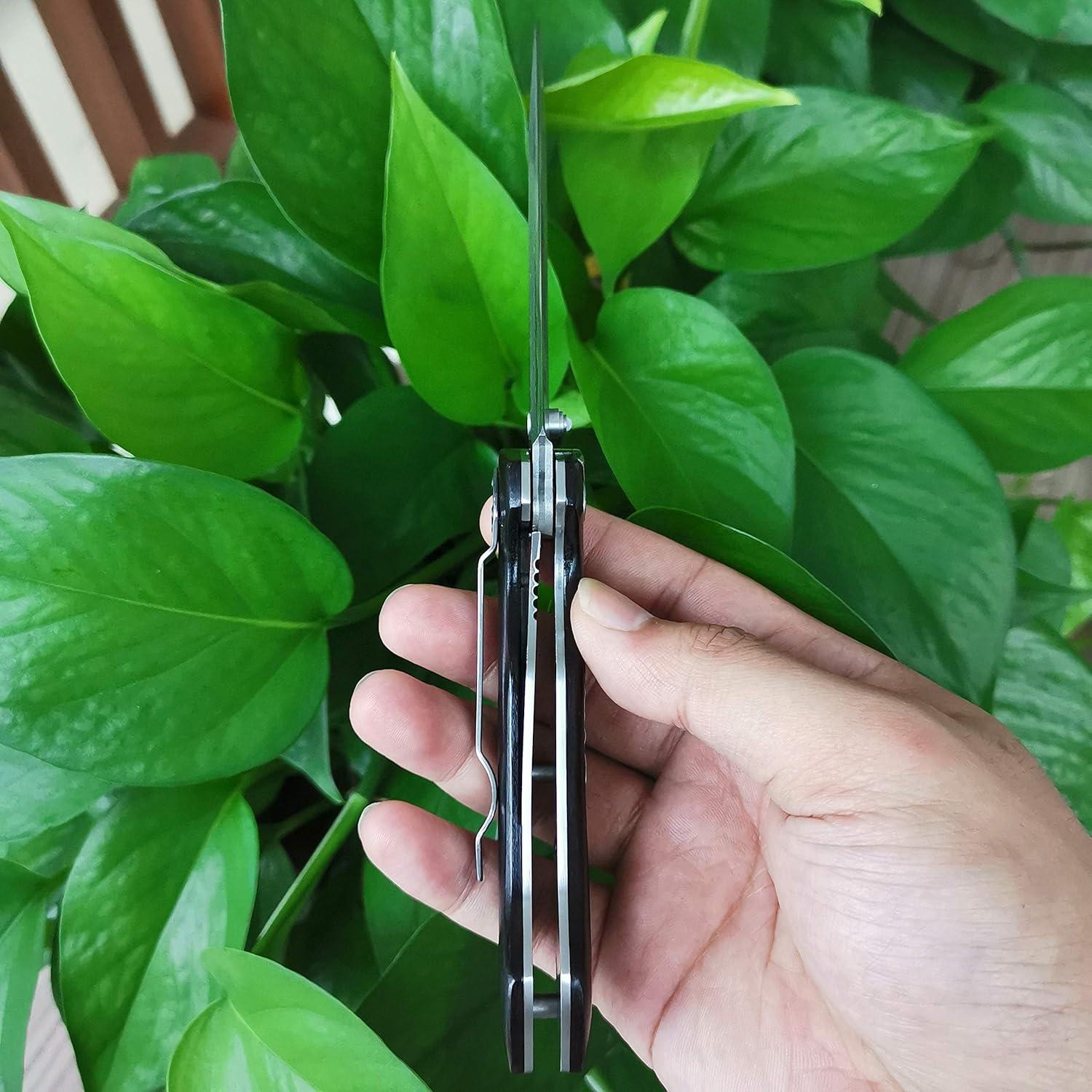 Cuchillo de bolsillo ALBATROSS HGDK011 de acero Damascus 19.05 cm