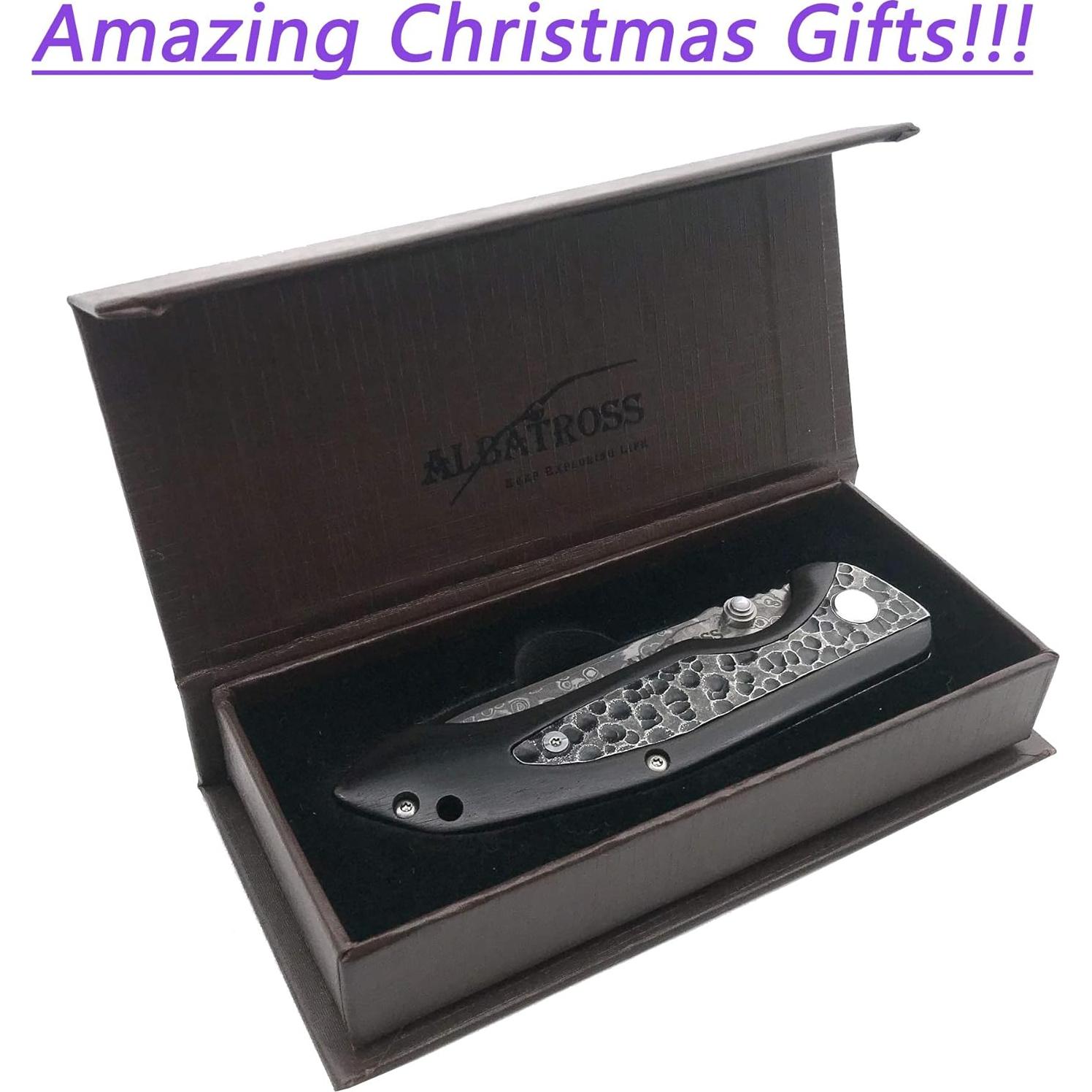 Cuchillo de bolsillo ALBATROSS HGDK011 de acero Damascus 19.05 cm