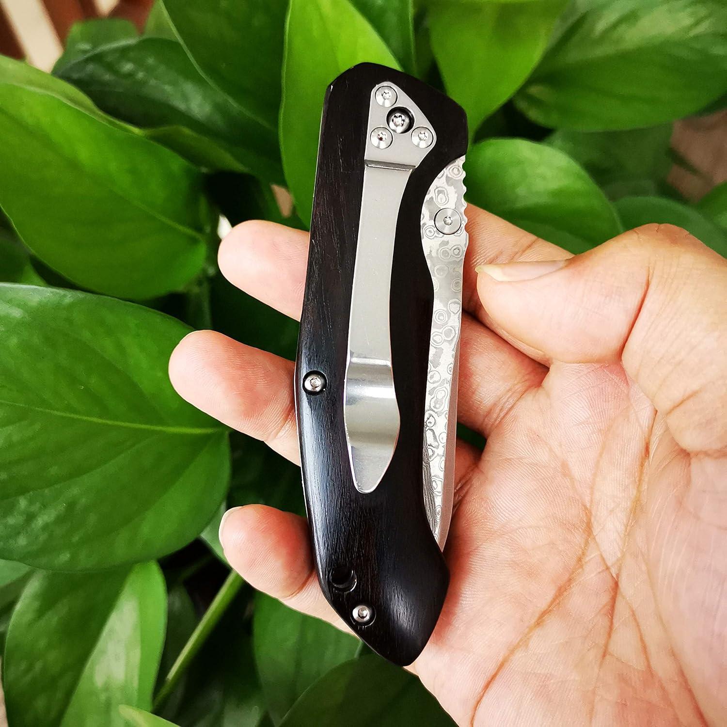 Cuchillo de bolsillo ALBATROSS HGDK011 de acero Damascus 19.05 cm