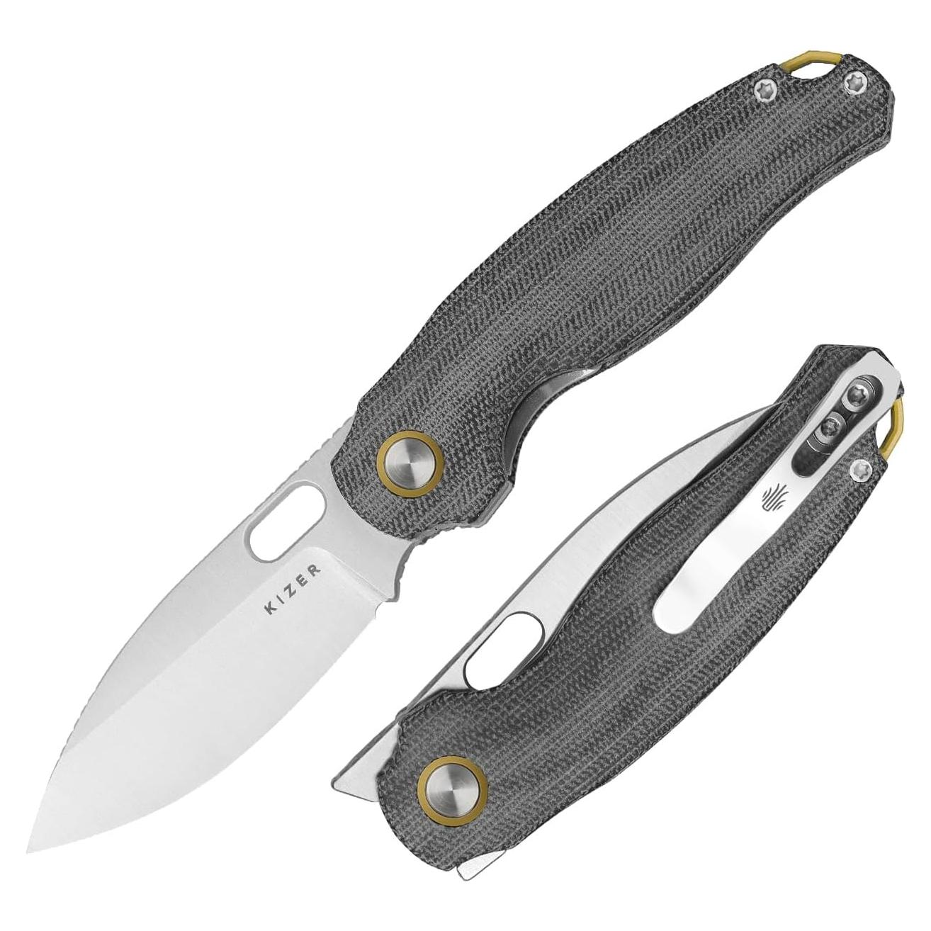 Cuchillo de bolsillo Kizer Seagull EDC 7.47 cm Micarta Gris