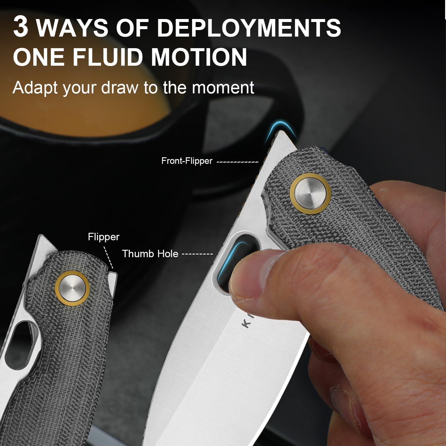 Cuchillo de bolsillo Kizer Seagull EDC 7.47 cm Micarta Gris