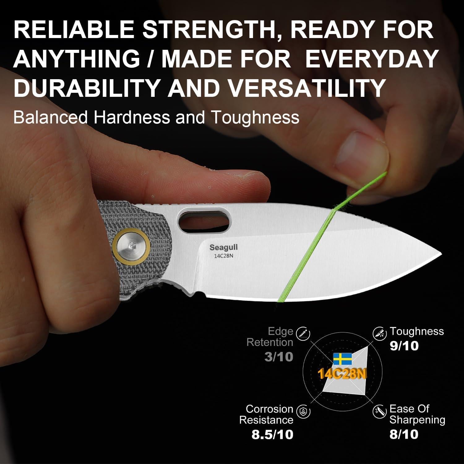 Cuchillo de bolsillo Kizer Seagull EDC 7.47 cm Micarta Gris