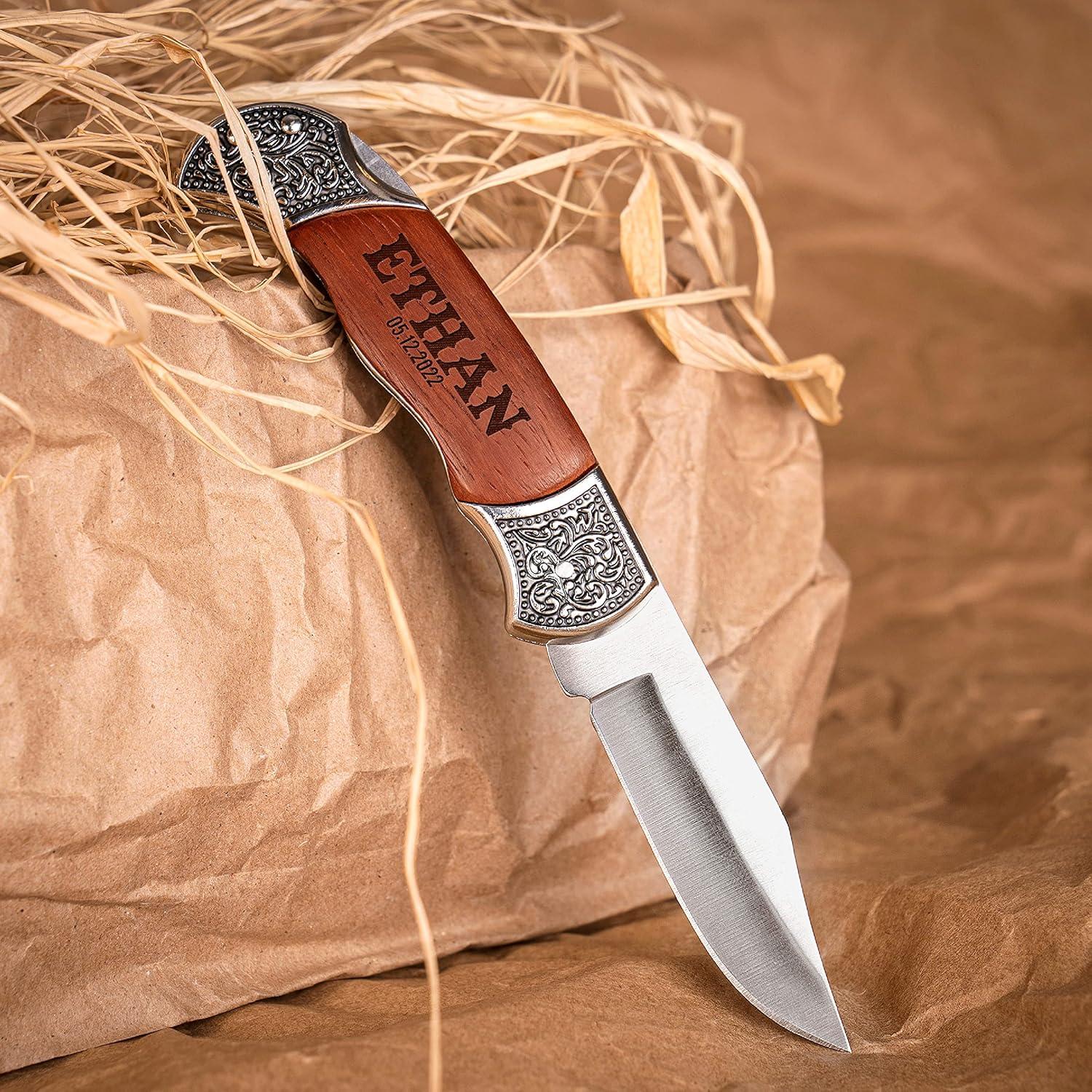 Cuchillo de bolsillo personalizado Old Timers con mango de palo de rosa