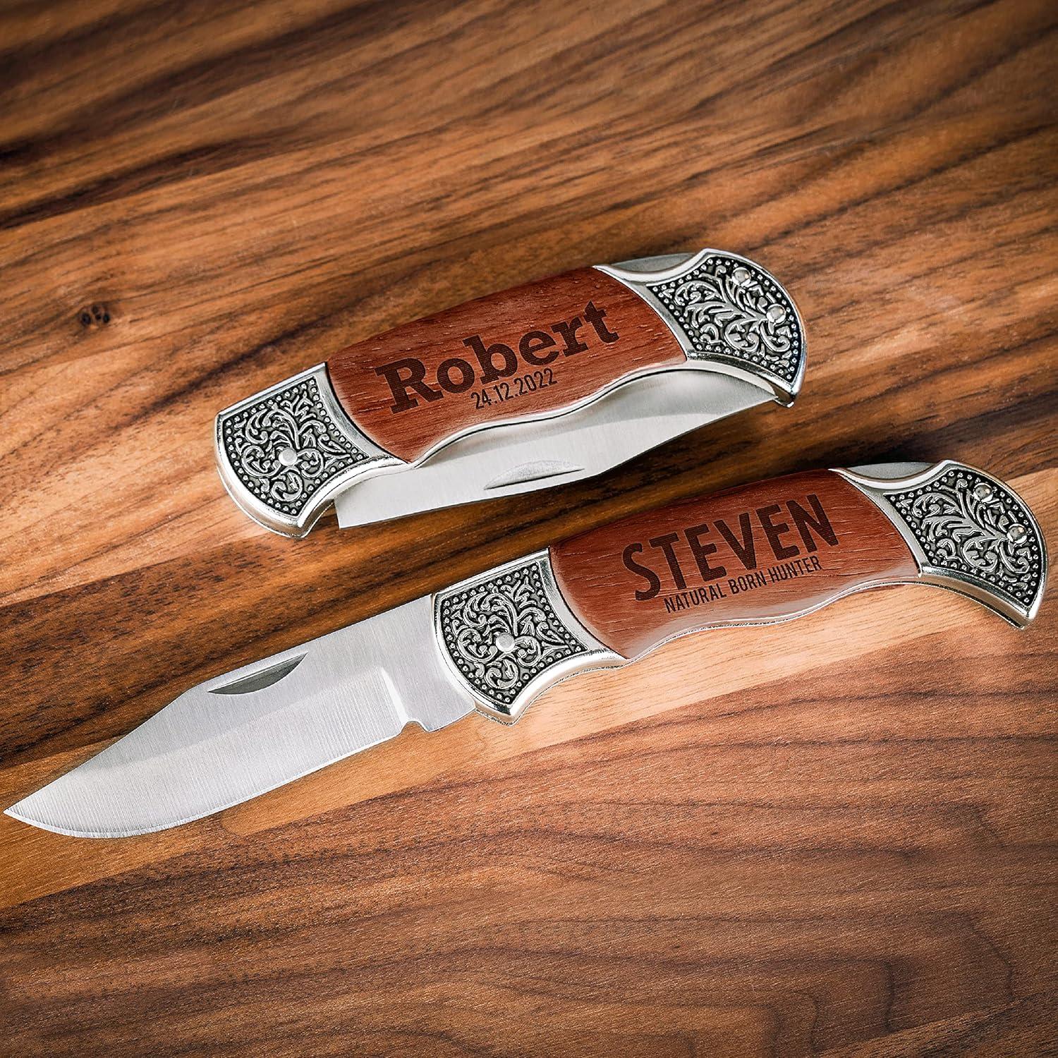 Cuchillo de bolsillo personalizado Old Timers con mango de palo de rosa