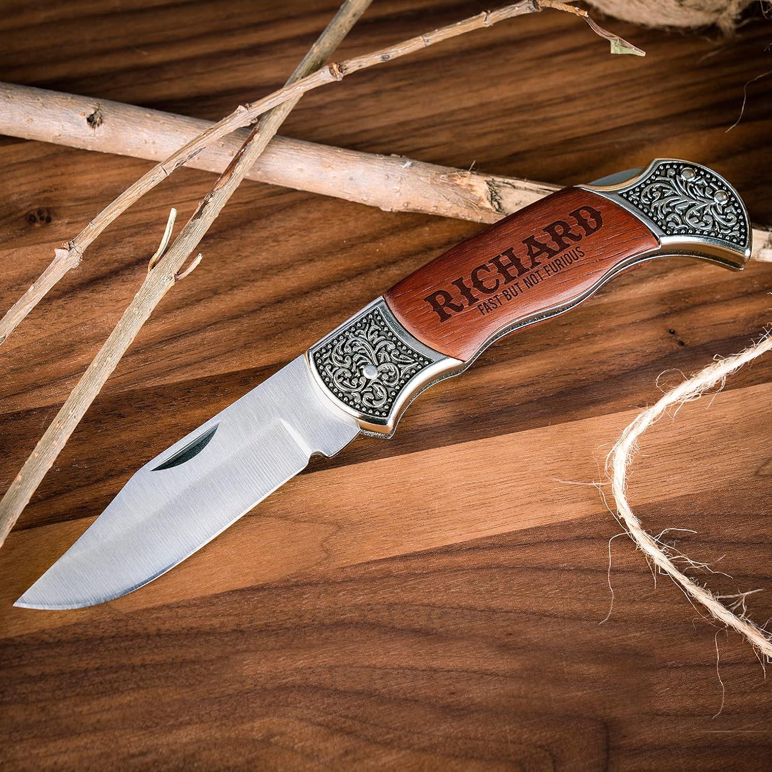 Cuchillo de bolsillo personalizado Old Timers con mango de palo de rosa