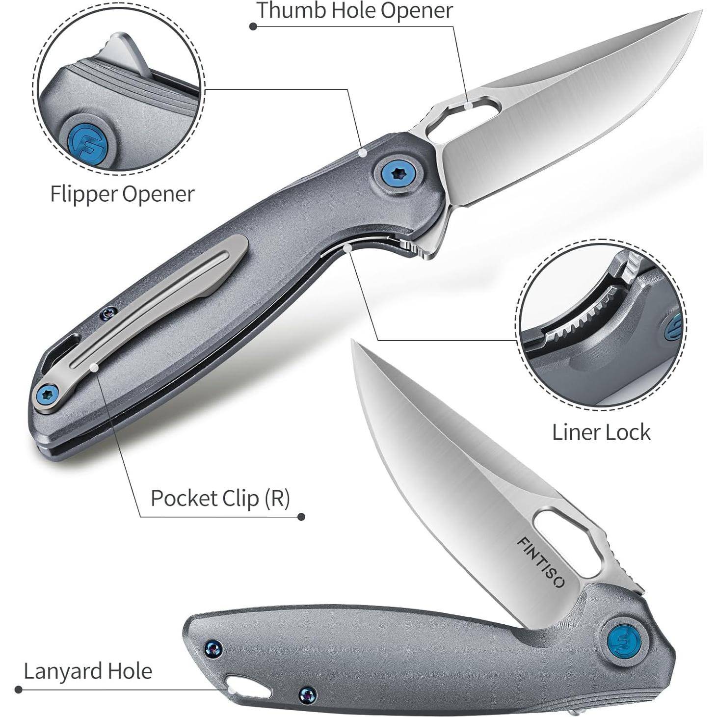 Cuchillo de bolsillo FINTISO 8.6 cm Aluminio 6061 Camping