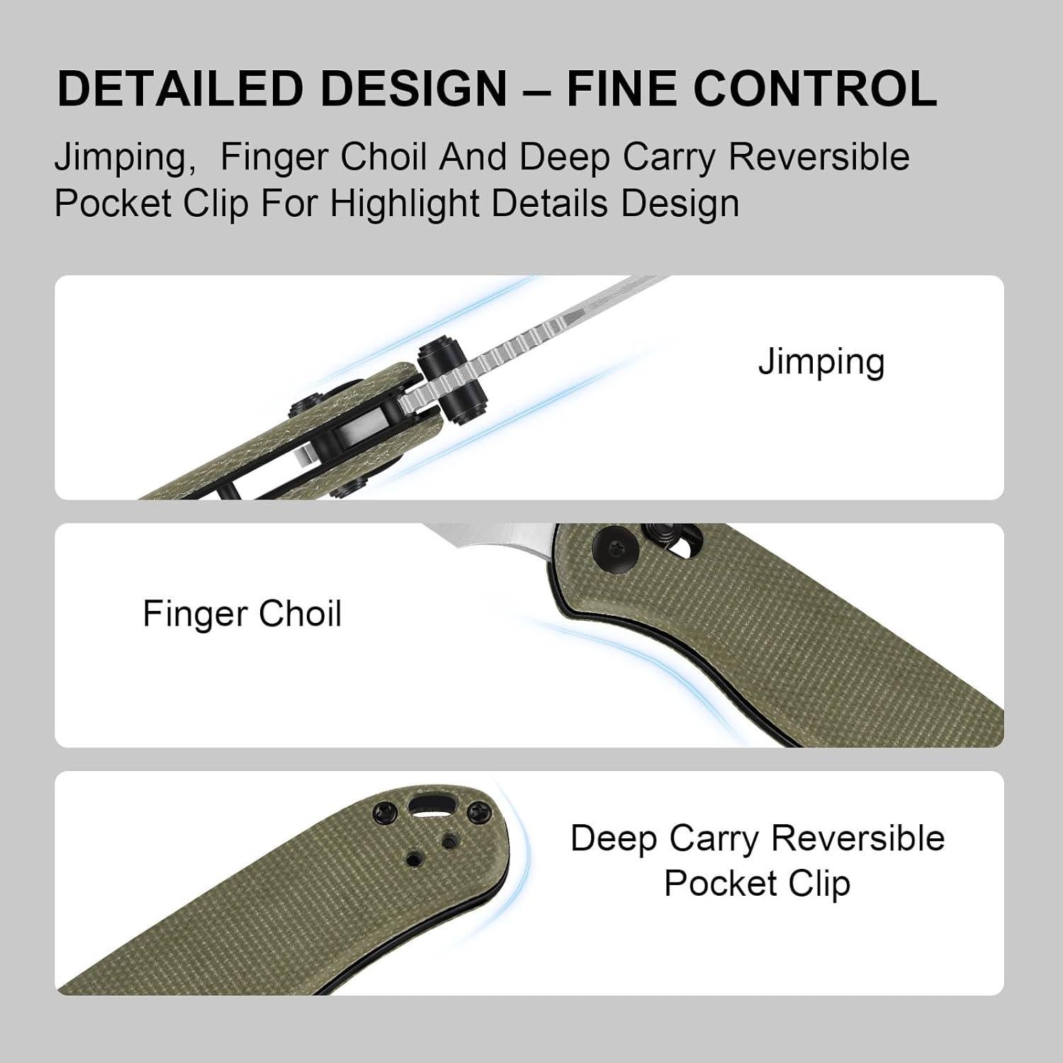 Cuchillo de Bolsillo Kizer Drop Bear 2 7.24 cm Nitro-V Micarta Verde