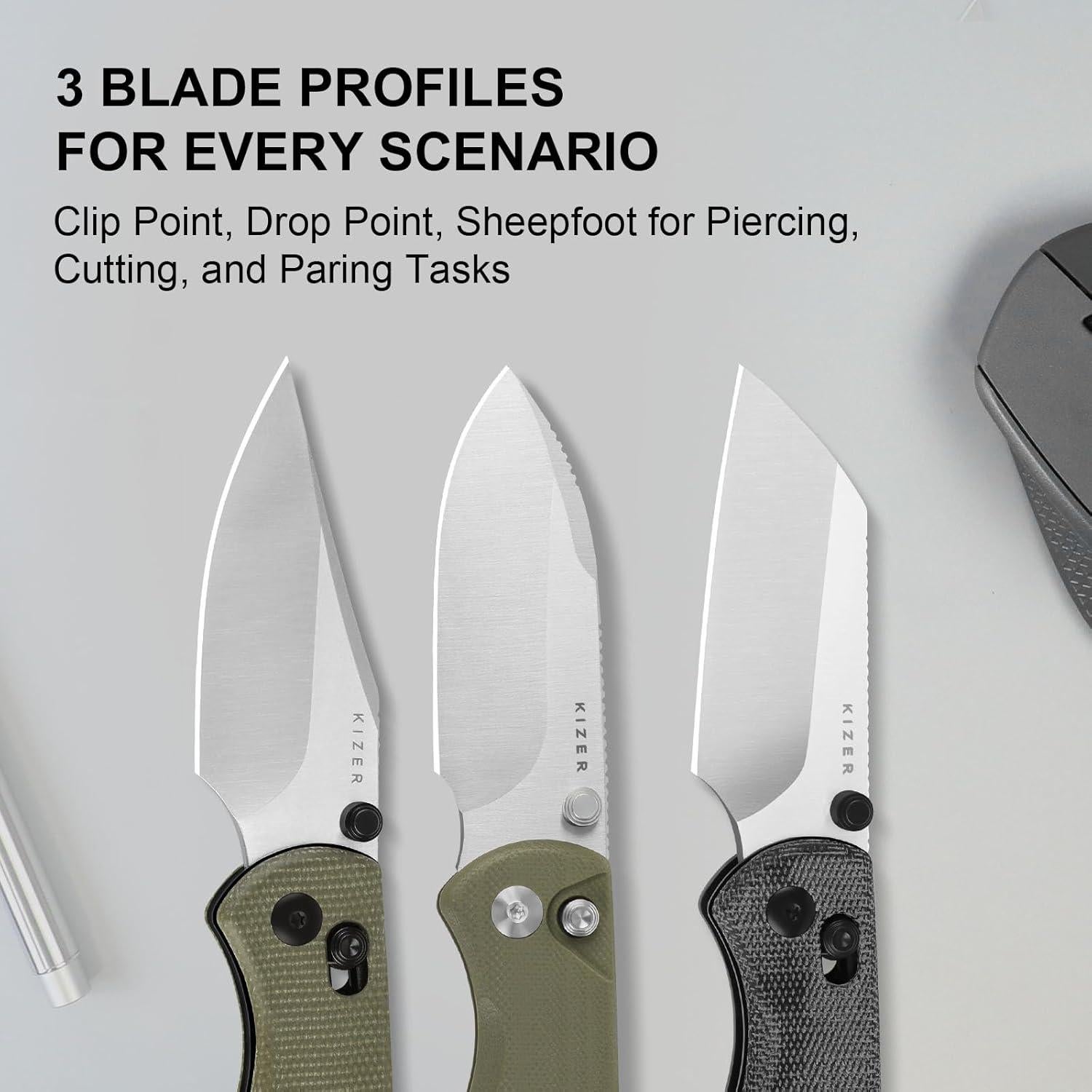 Cuchillo de Bolsillo Kizer Drop Bear 2 7.24 cm Nitro-V Micarta Verde