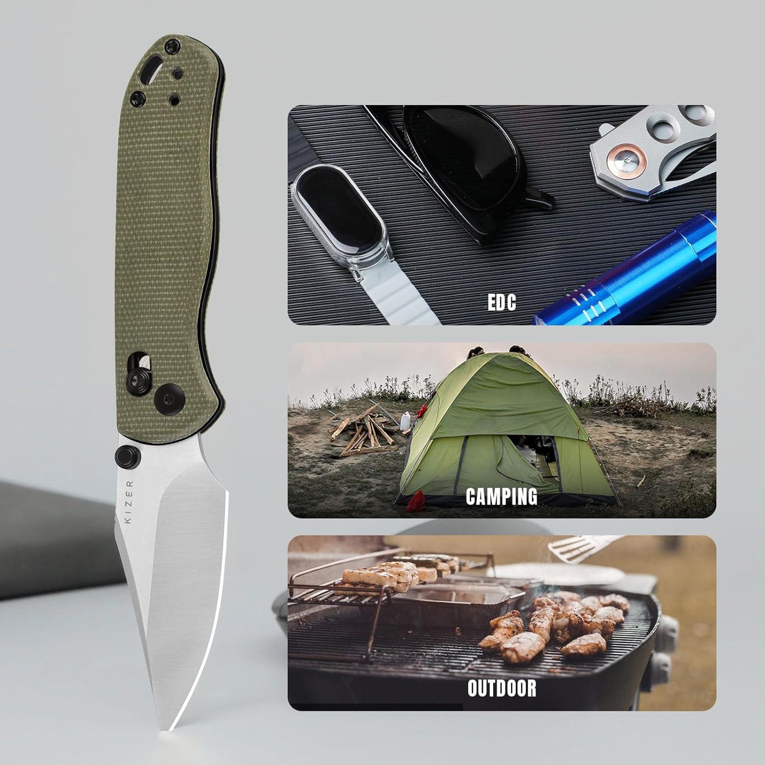 Cuchillo de Bolsillo Kizer Drop Bear 2 7.24 cm Nitro-V Micarta Verde