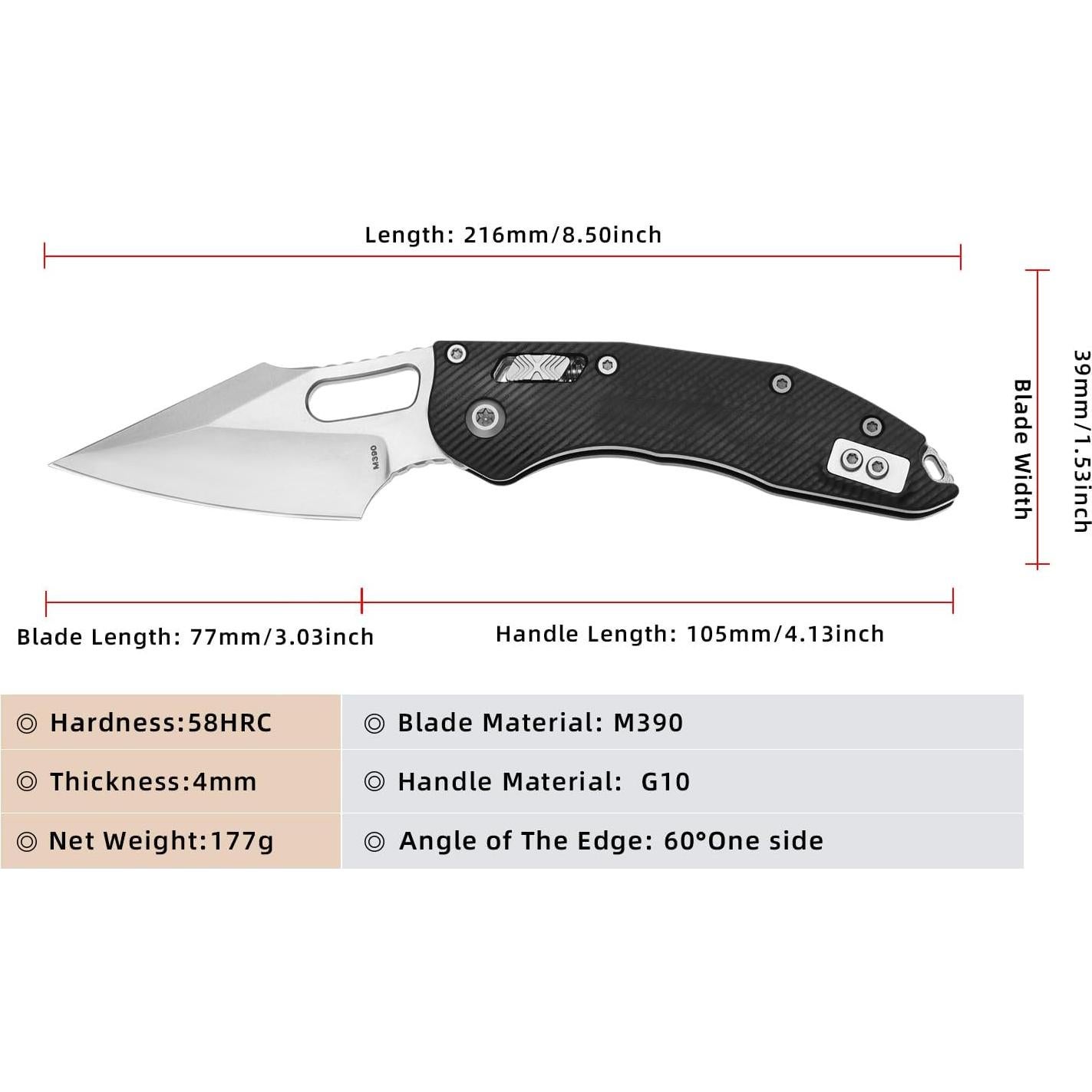 Cuchillo de bolsillo plegable Genérico FlexRun05 9 cm Negro