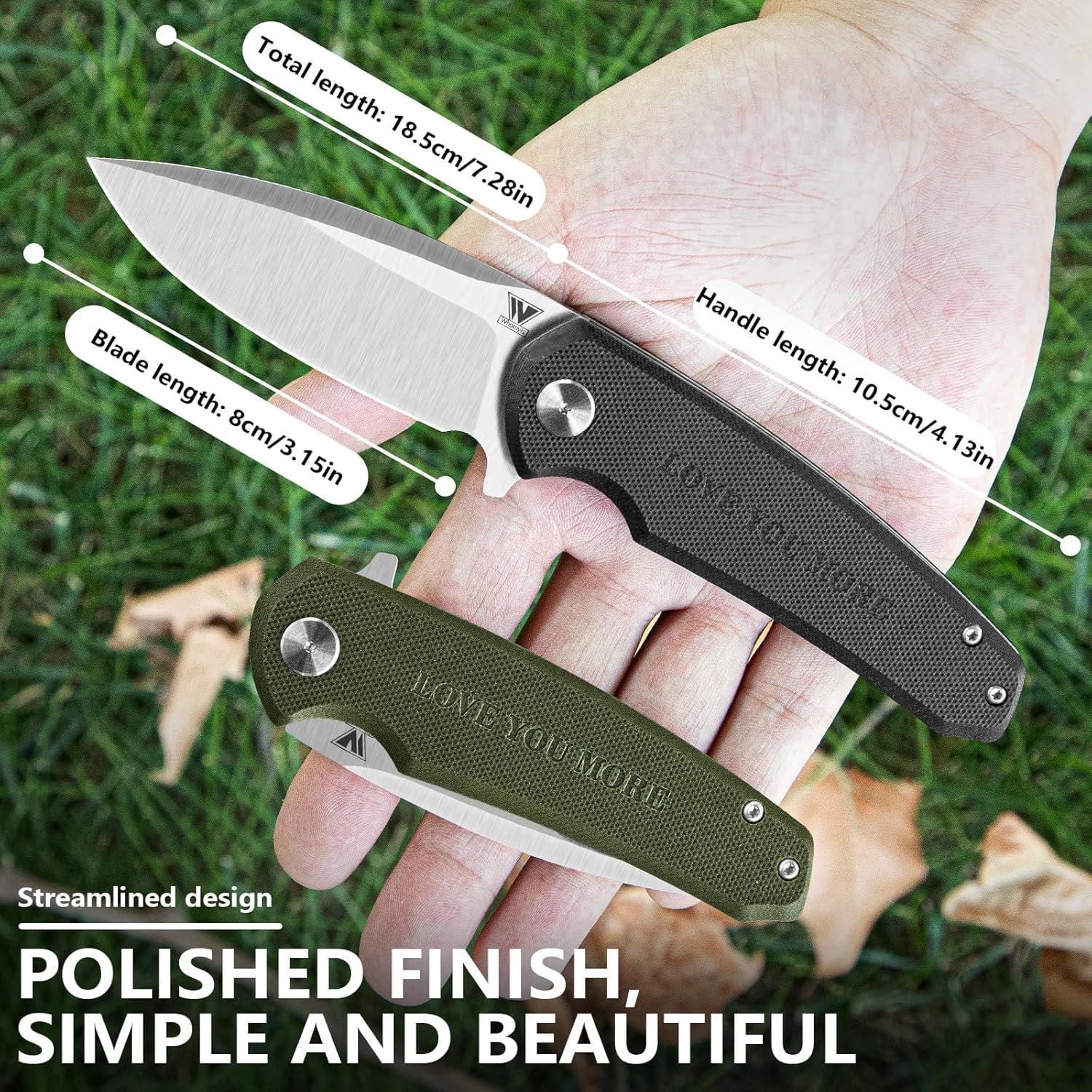 Cuchillo de bolsillo plegable Whomyis acero D2 mango G10 negro