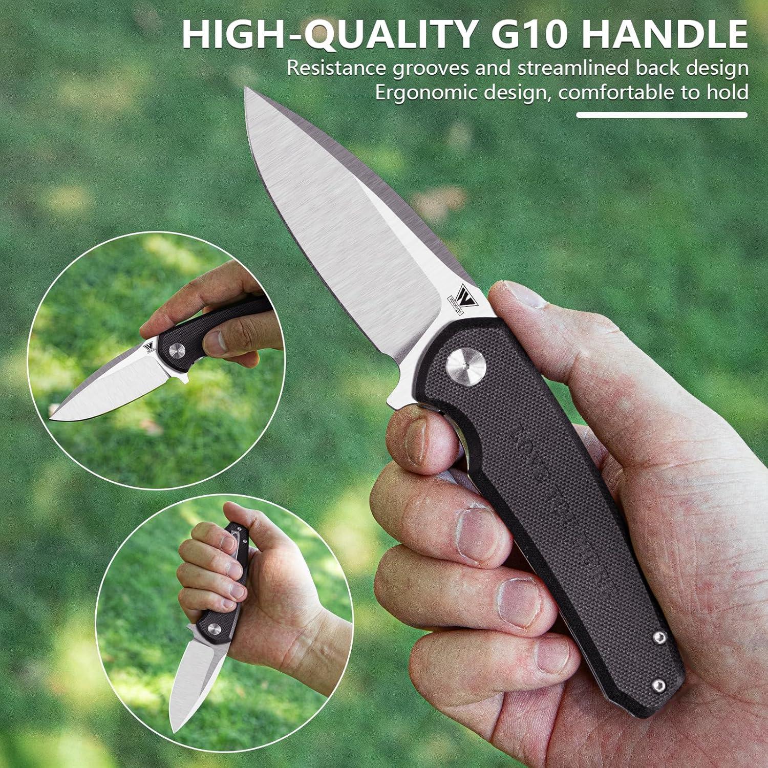 Cuchillo de bolsillo plegable Whomyis acero D2 mango G10 negro