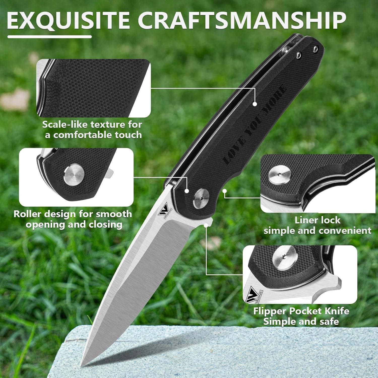 Cuchillo de bolsillo plegable Whomyis acero D2 mango G10 negro