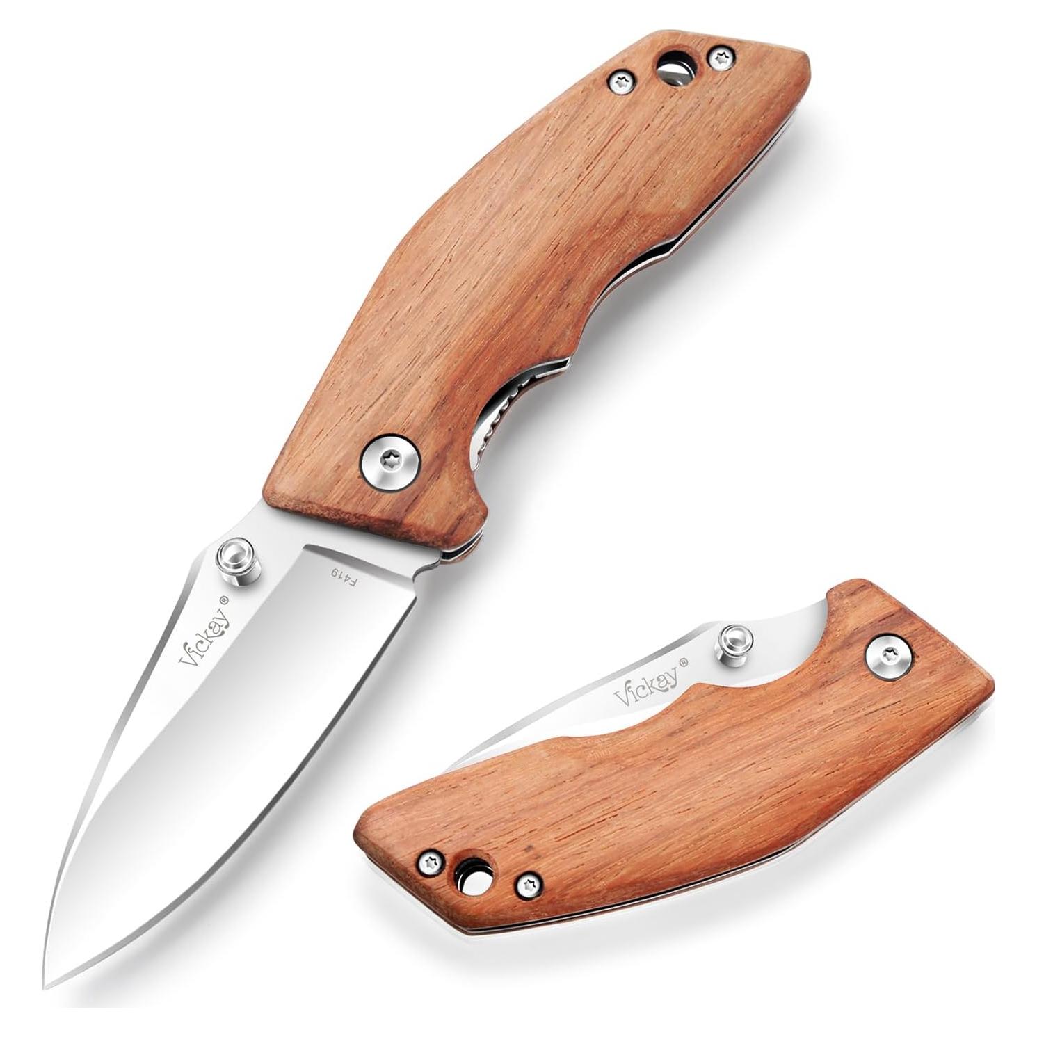 Cuchillo de bolsillo Vickay 6.99 cm acero 8Cr13MoV mango madera