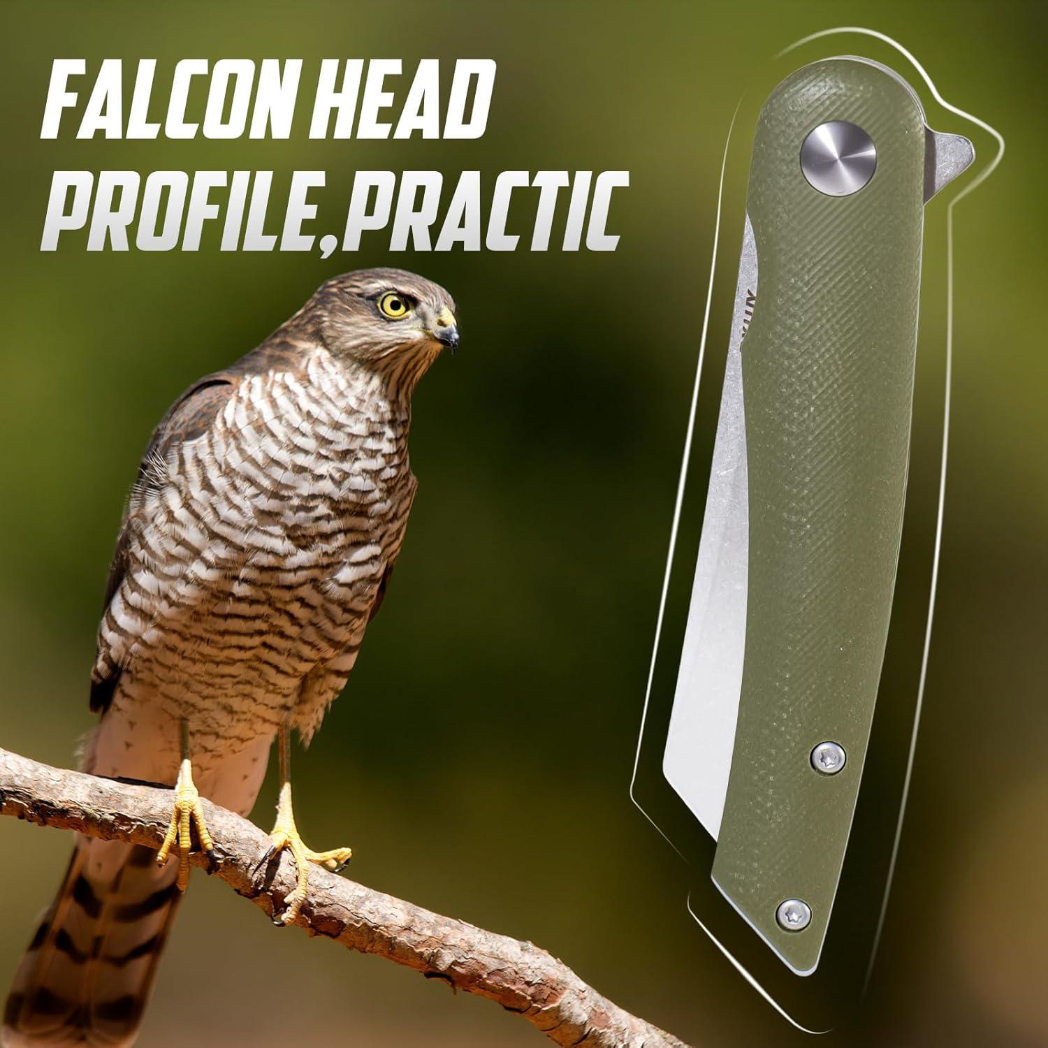 Cuchillo Plegable RXLUY con Funda de Cuero Verde 17.5 cm