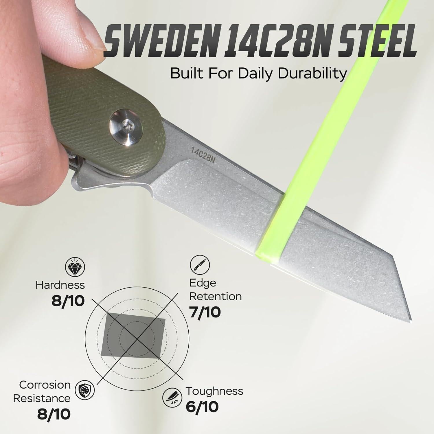 Cuchillo Plegable RXLUY con Funda de Cuero Verde 17.5 cm