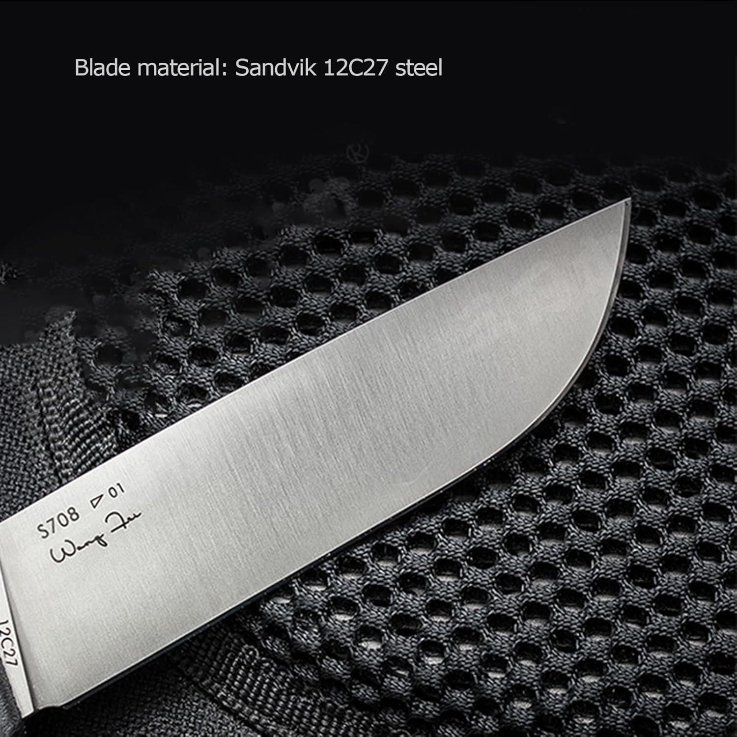 Cuchillo de hoja fija Sanrenmu S708 94.7mm acero 12C27 verde