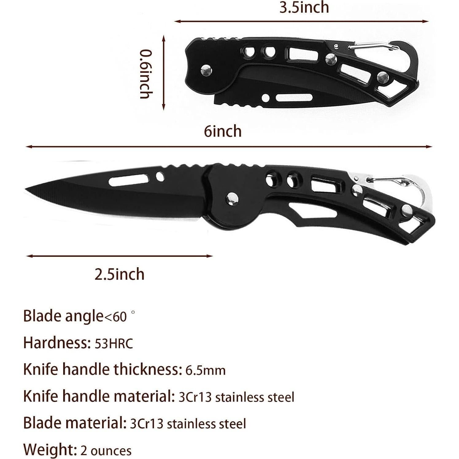 Cuchillo Plegable FEIZII 12 Pack Acero Inoxidable 6.35cm