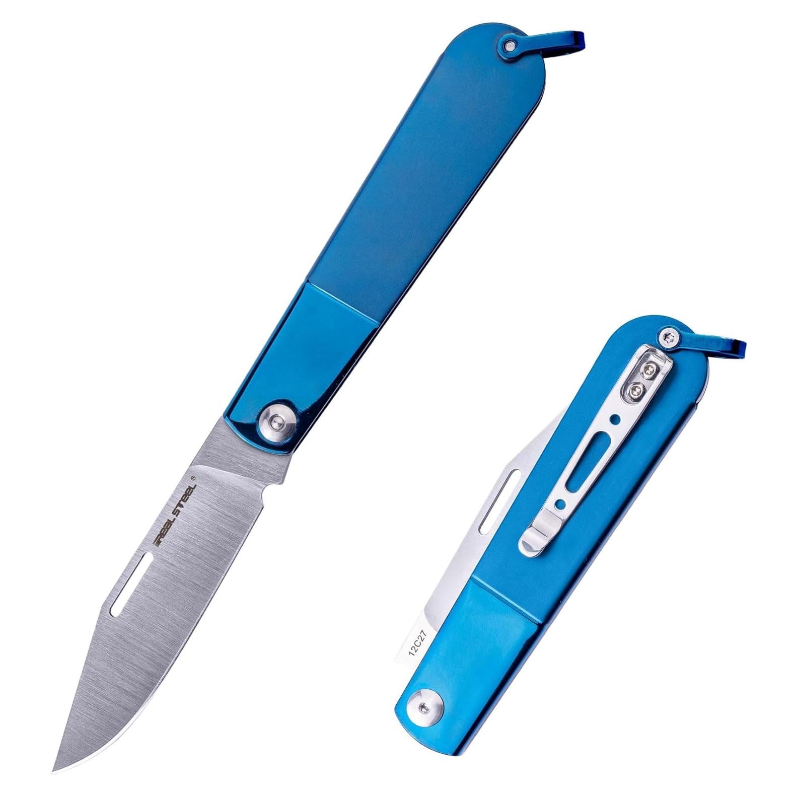 Cuchillo Plegable REALSTEEL RB-3 7.1 cm Acero 12C27 Clip Azul
