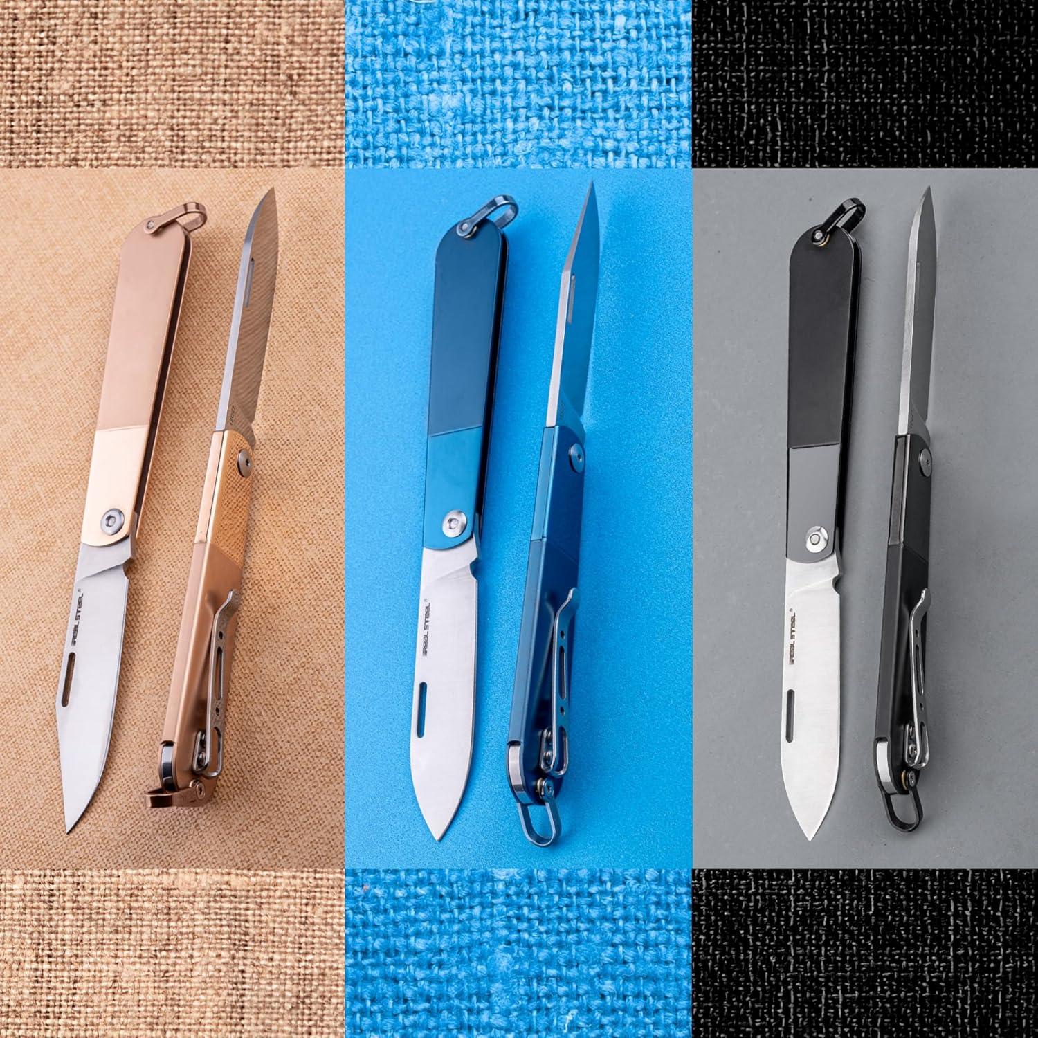 Cuchillo Plegable REALSTEEL RB-3 7.1 cm Acero 12C27 Clip Azul