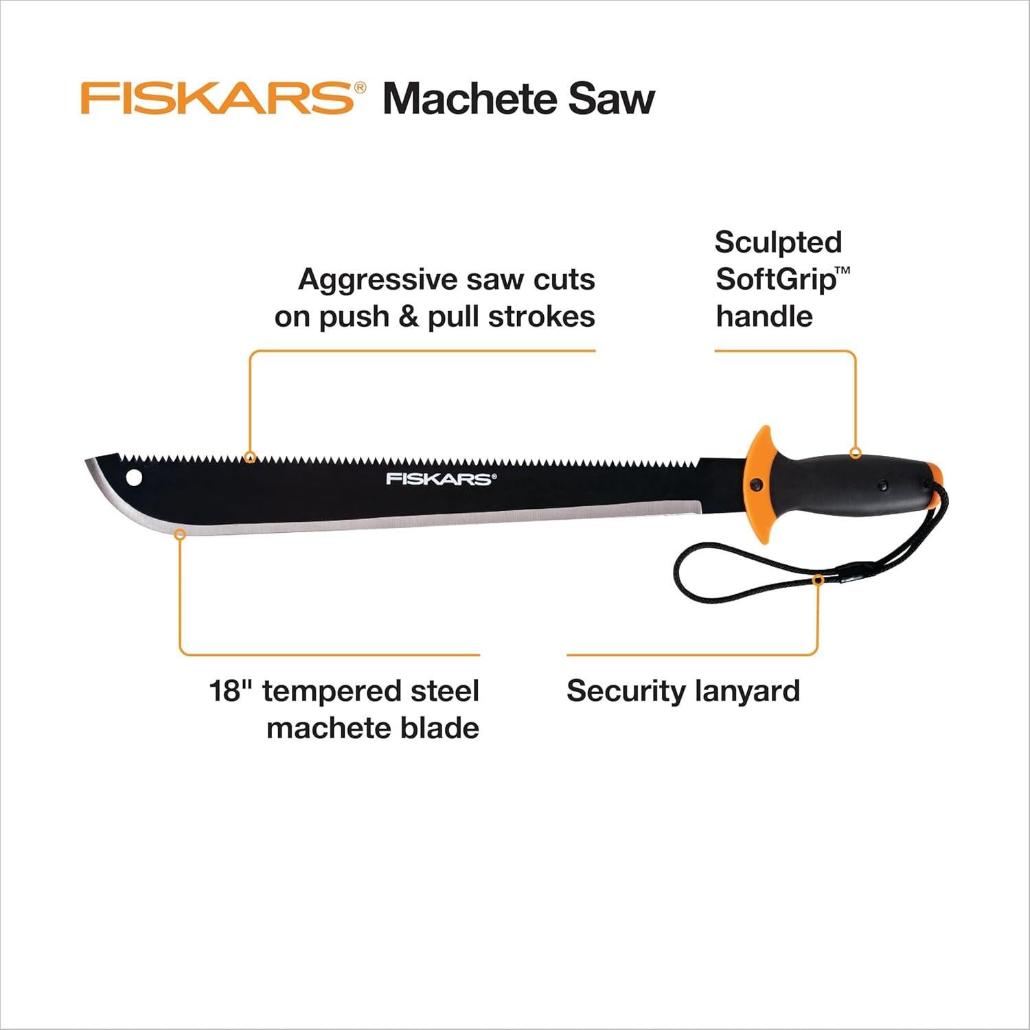 Sierra Machete Fiskars 45.72 cm Acero Templado Mango Agarre