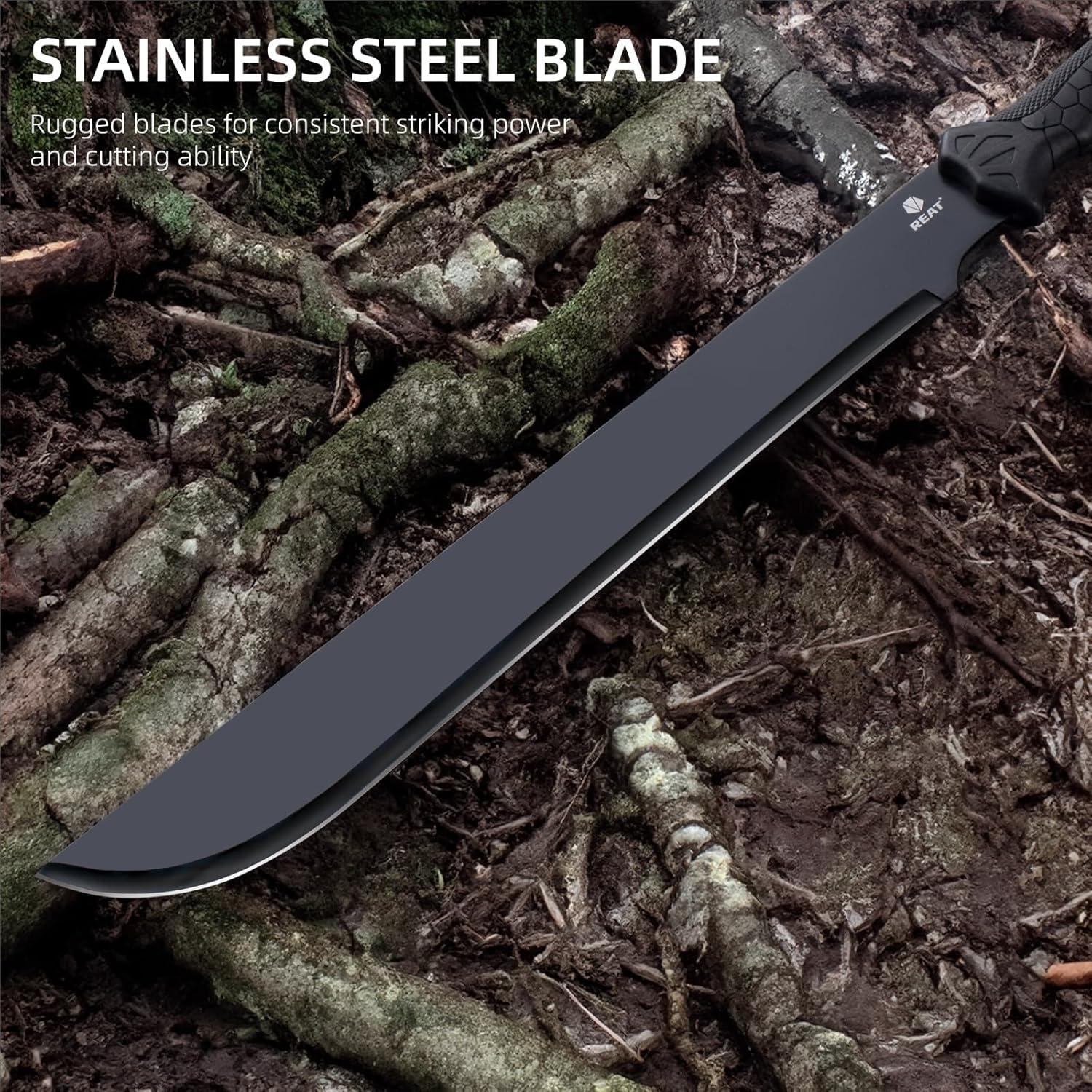 Machete REAT 61 cm Acero Inoxidable con Funda y Mango Antideslizante