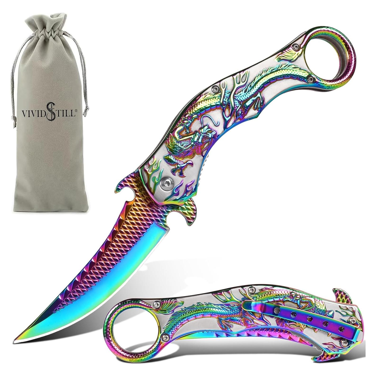 Cuchillo Plegable Vividstill con Dragón 3D - 22.9 cm EDC