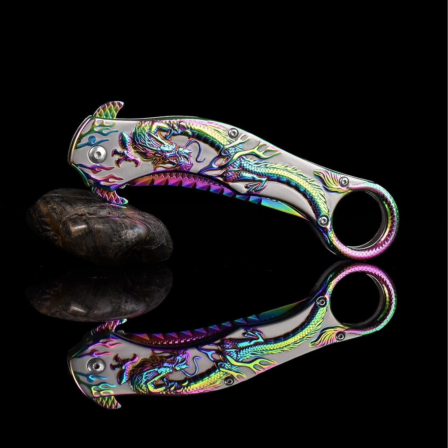 Cuchillo Plegable Vividstill con Dragón 3D - 22.9 cm EDC