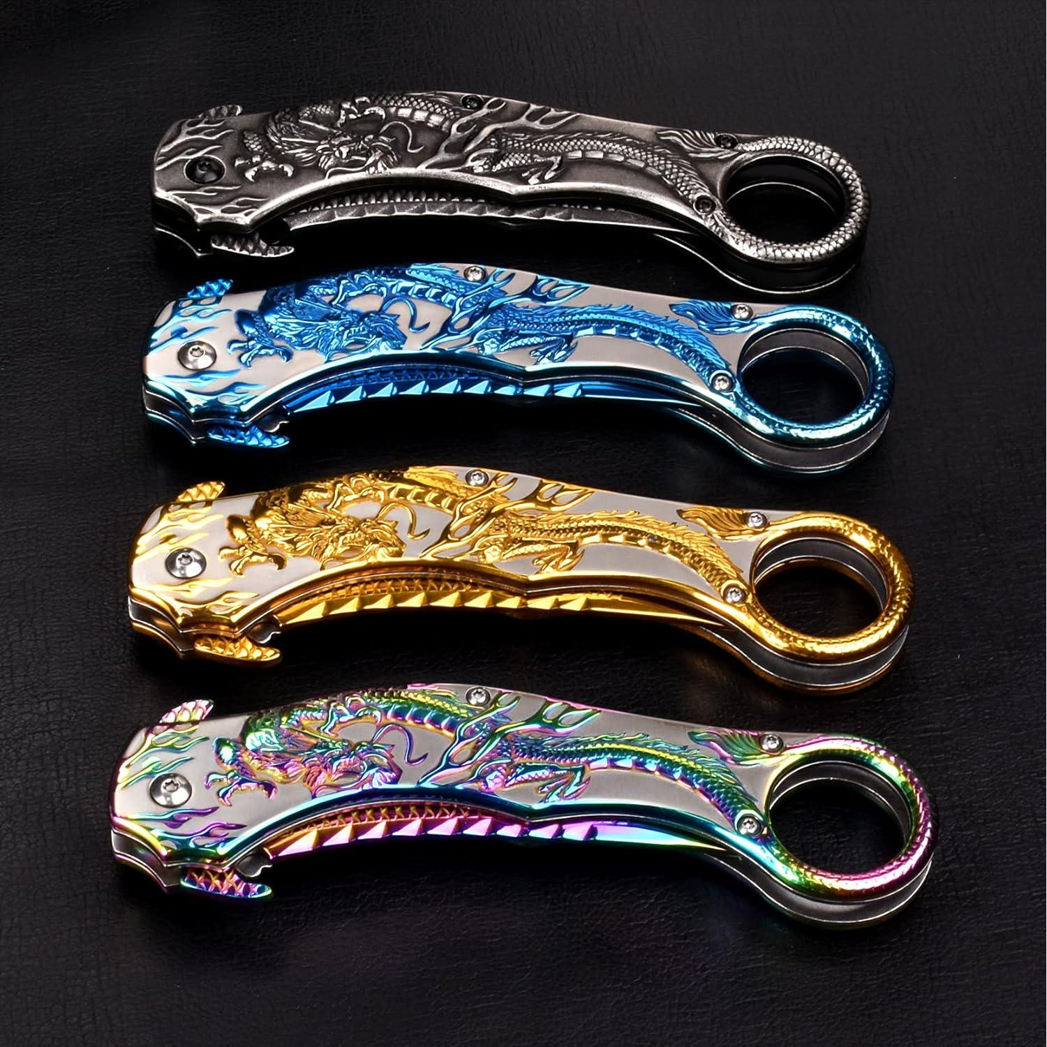 Cuchillo Plegable Vividstill con Dragón 3D - 22.9 cm EDC