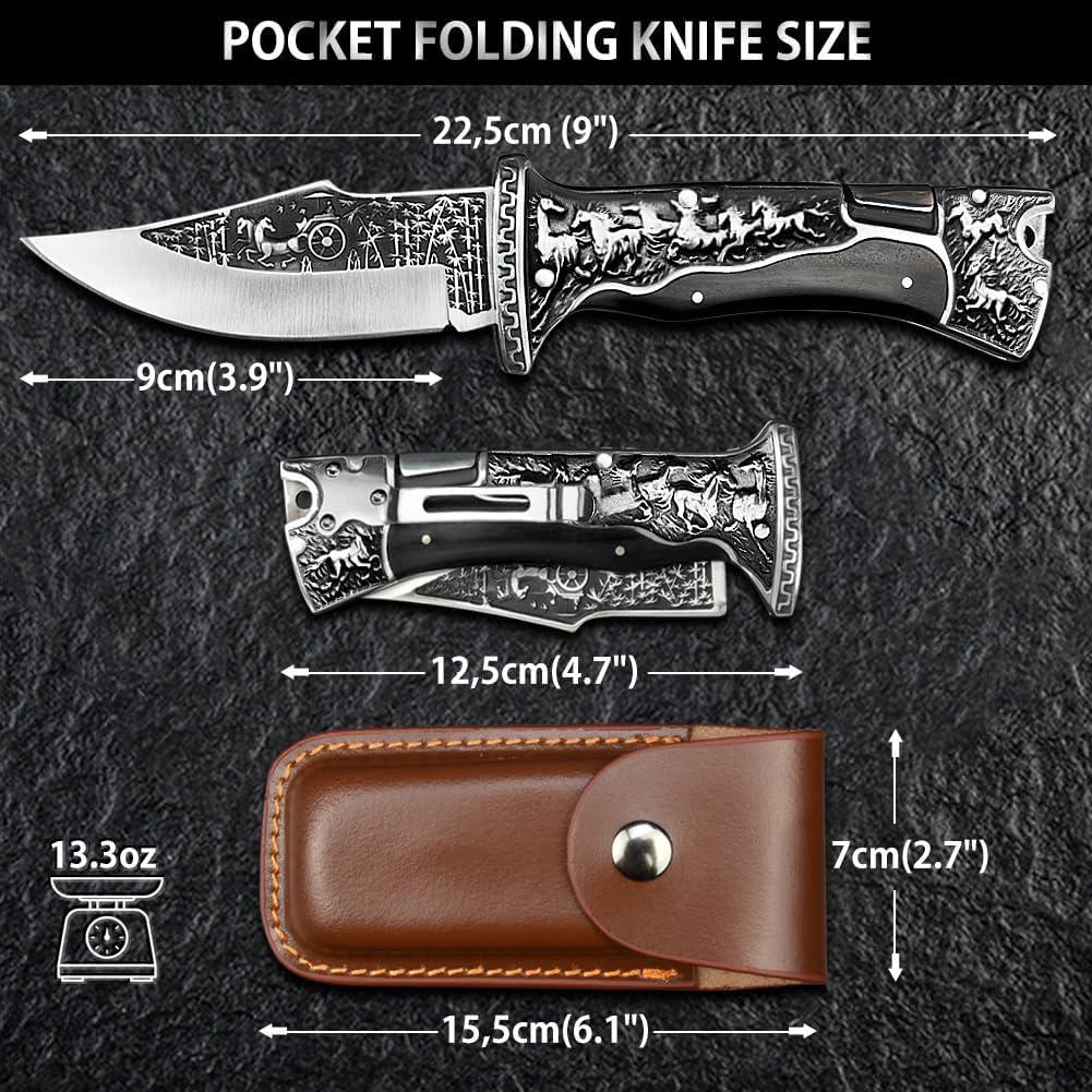 Navaja de bolsillo NedFoss Dark Horse 8.9 cm plegable con clip