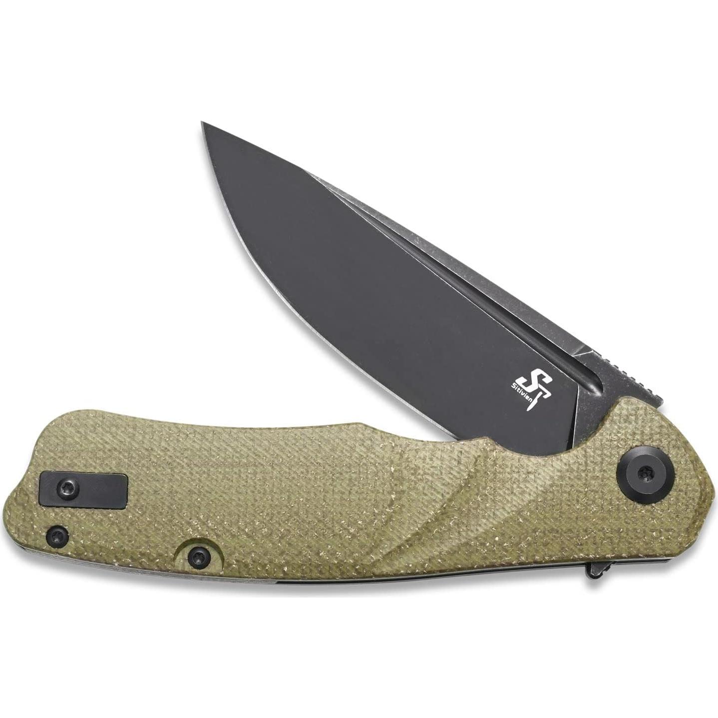 Cuchillo Plegable Sitivien ST132 Acero D2 Mango Micarta Verde