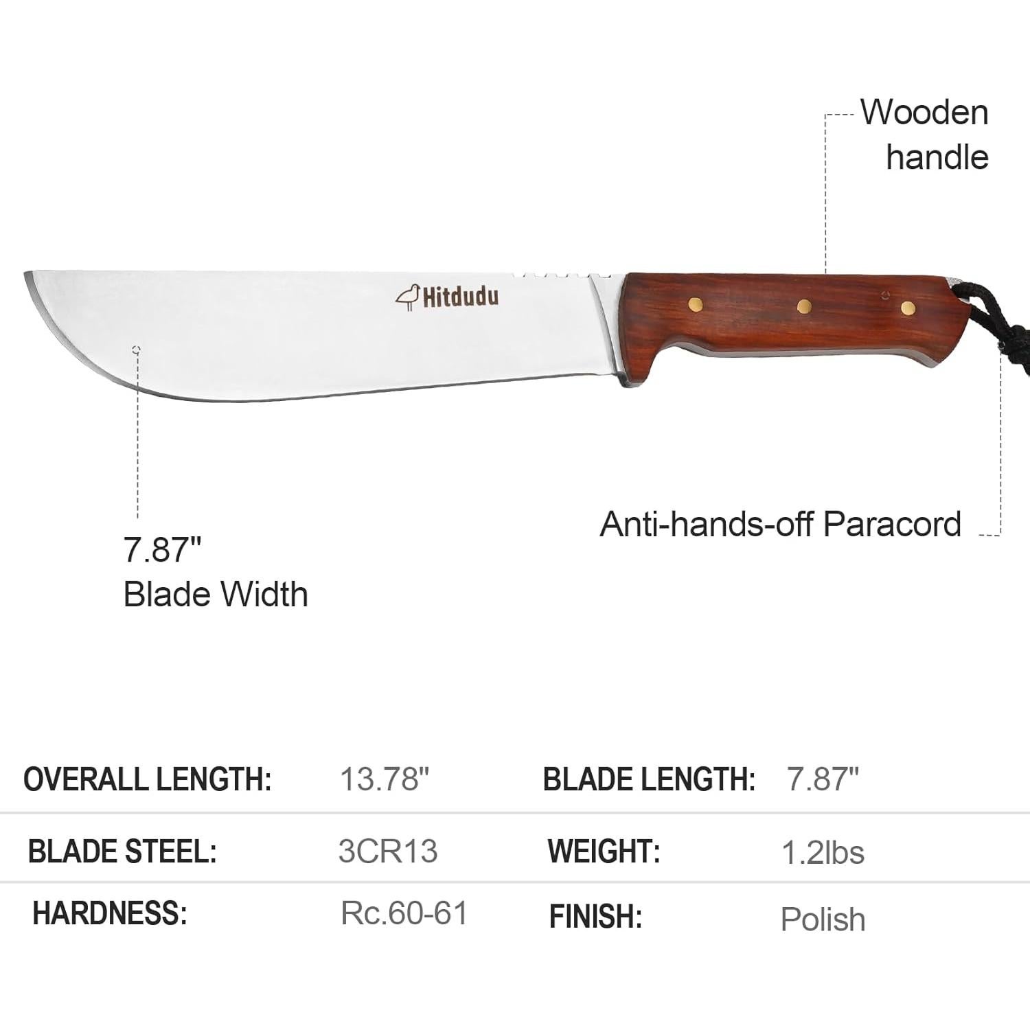 Machete Hitdudu W-Mcht 34.93 cm con Funda de Cuero