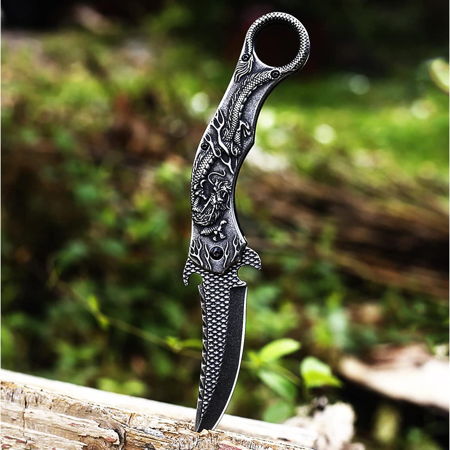 Cuchillo Plegable Vividstill VVS0019 Dragón 3D 22.9 cm Negro