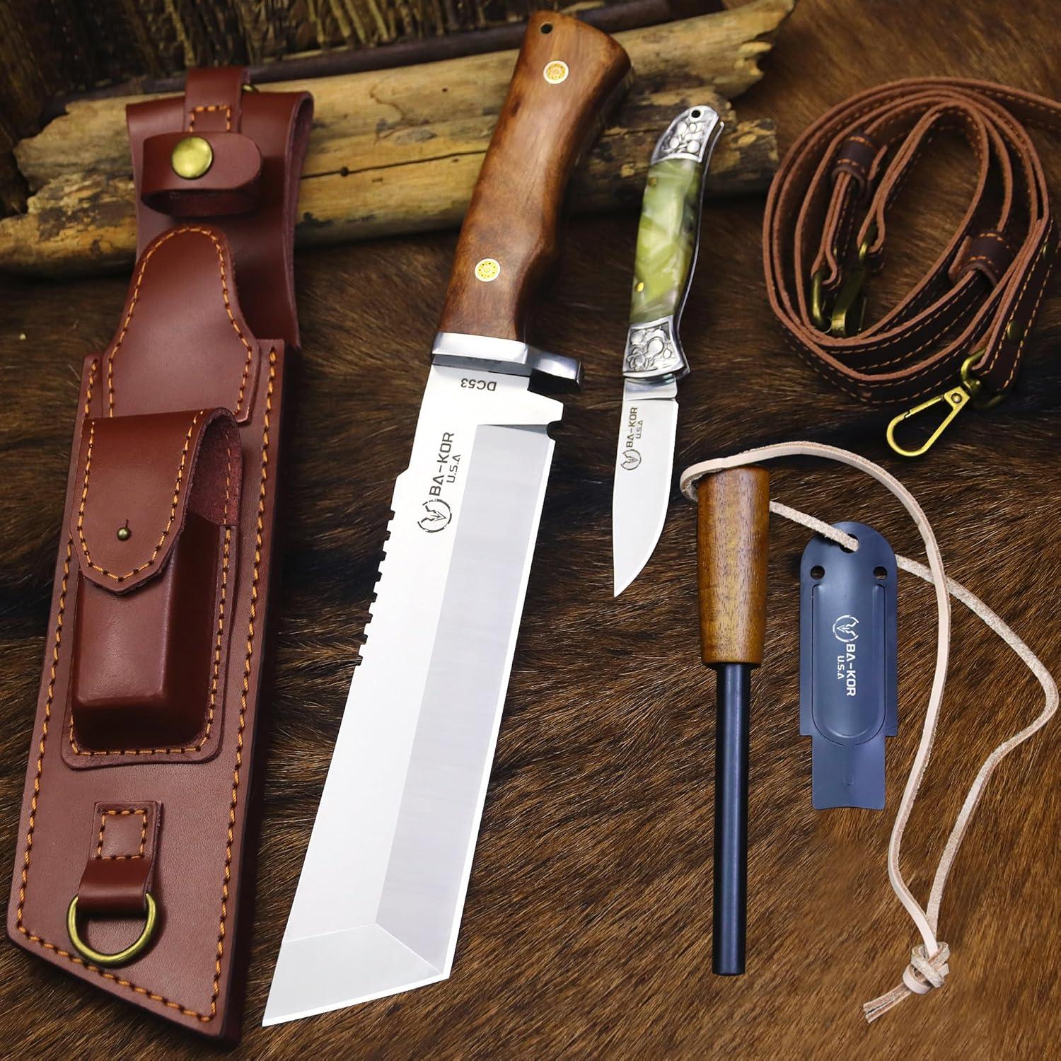 Cuchillo de Caza BA-KOR BA-N2A1 Acero DC53 35cm + Funda + Encendedor