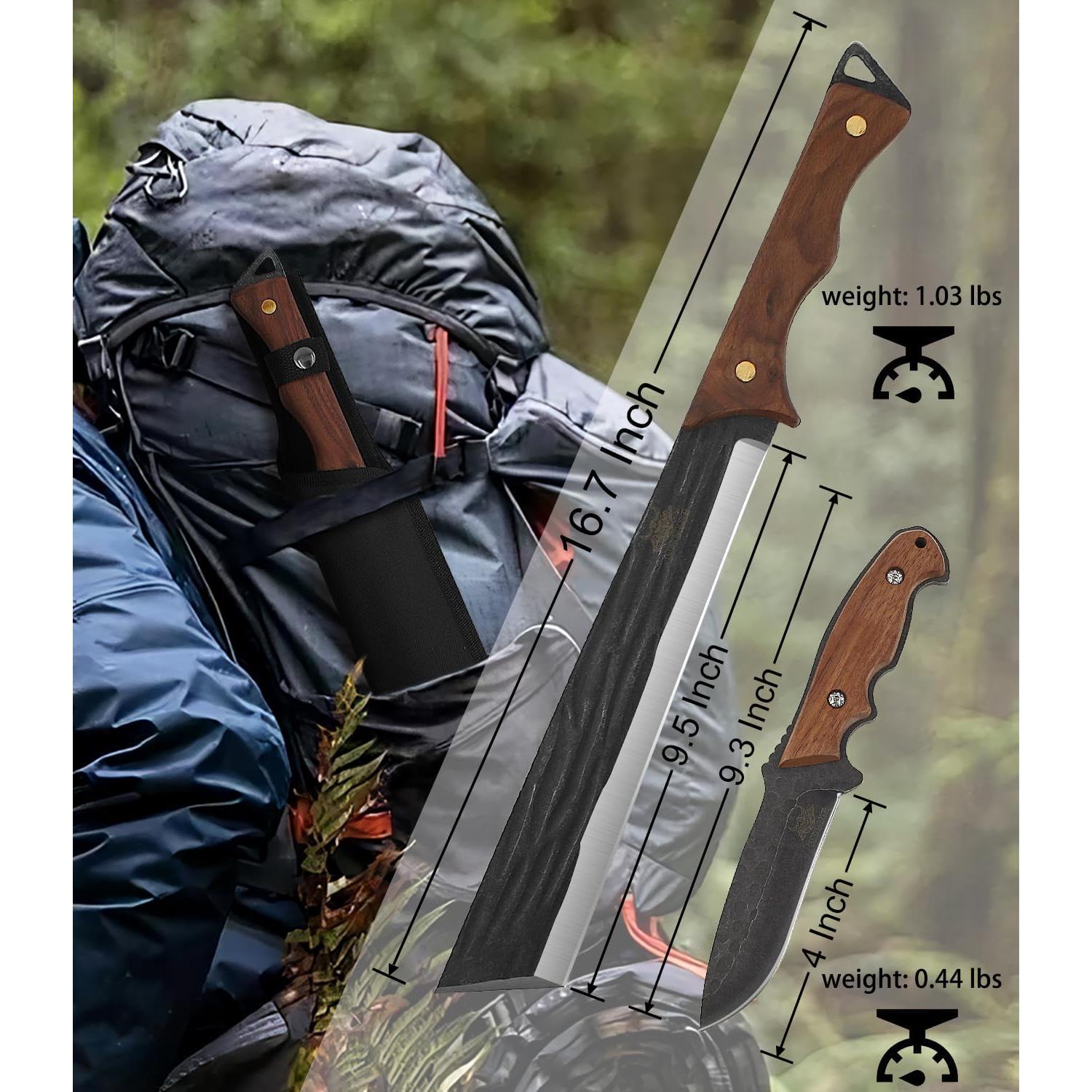 Machete WICING 42.4 cm y Cuchillo Fijo 23.6 cm Acero Inoxidable