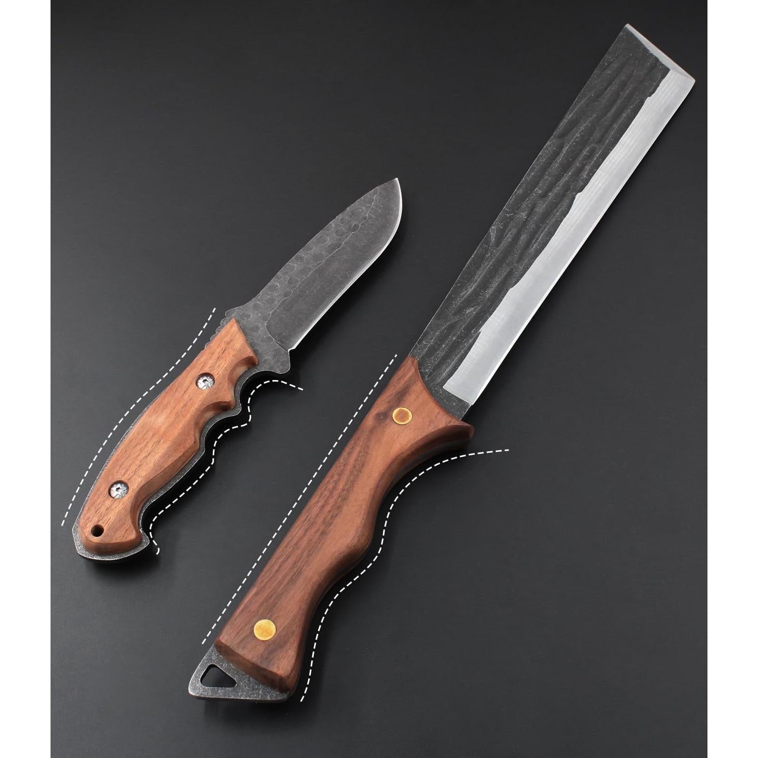 Machete WICING 42.4 cm y Cuchillo Fijo 23.6 cm Acero Inoxidable