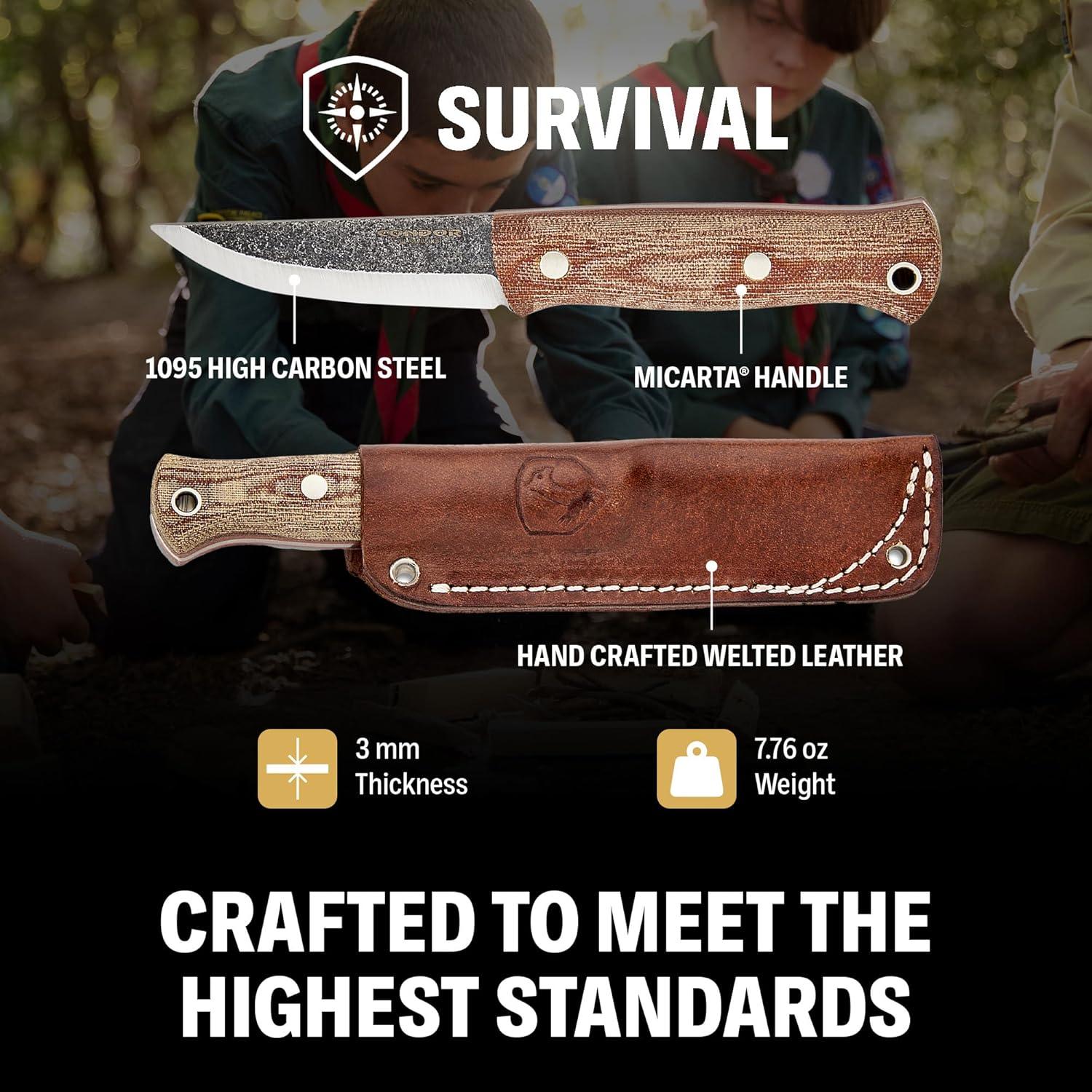 Cuchillo Puukko Trivittata Condor - Hoja 8.81 cm - Mango Micarta