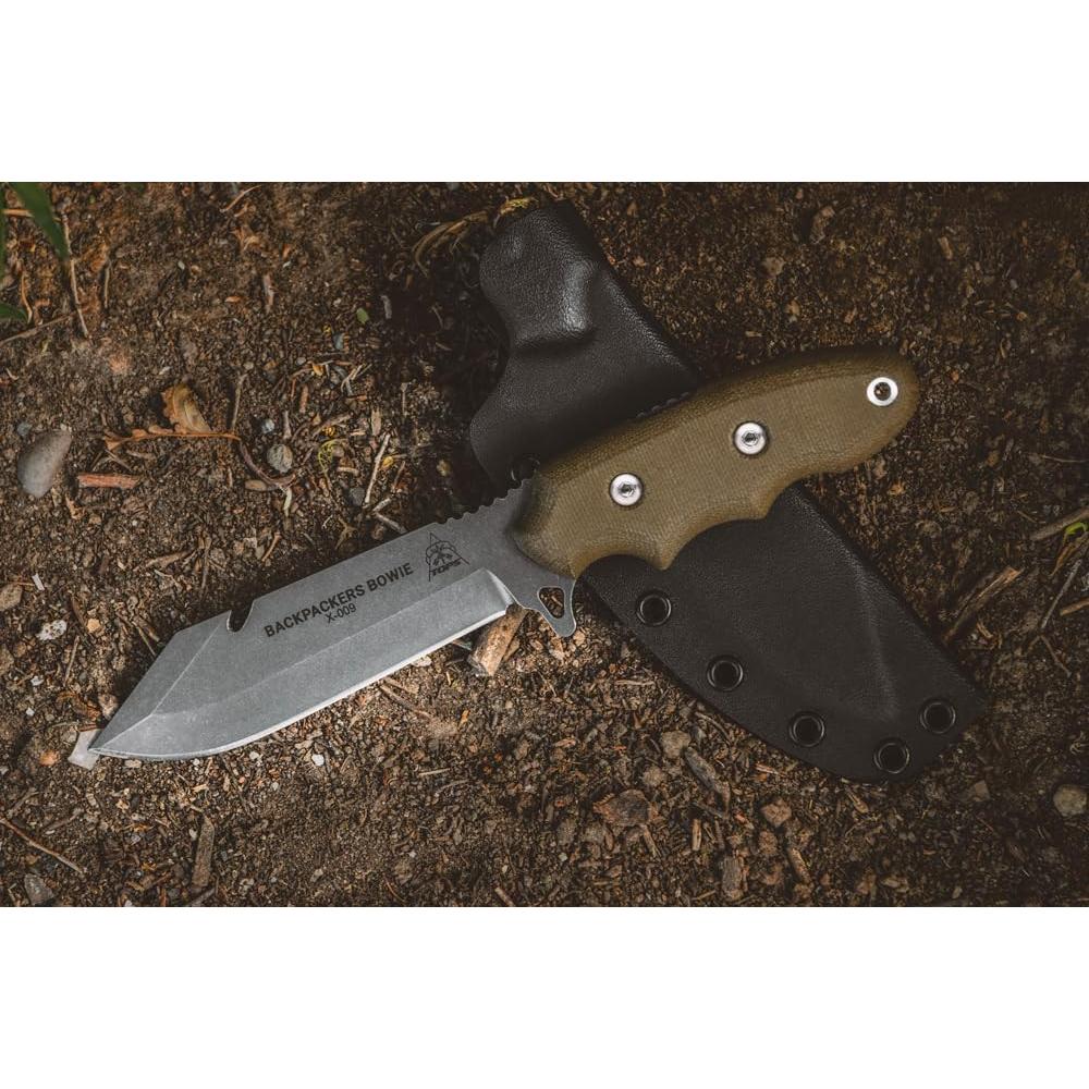 Cuchillo Bowie Backpackers TOPS Knives 8.26 cm con Funda Kydex