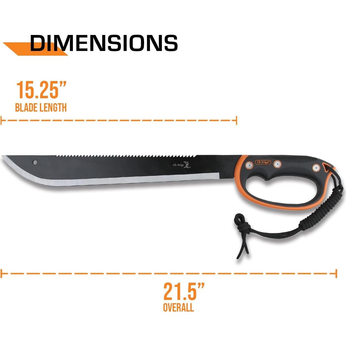 Machete Elk Ridge ER-279S 54.61 cm Acero Inoxidable Naranja