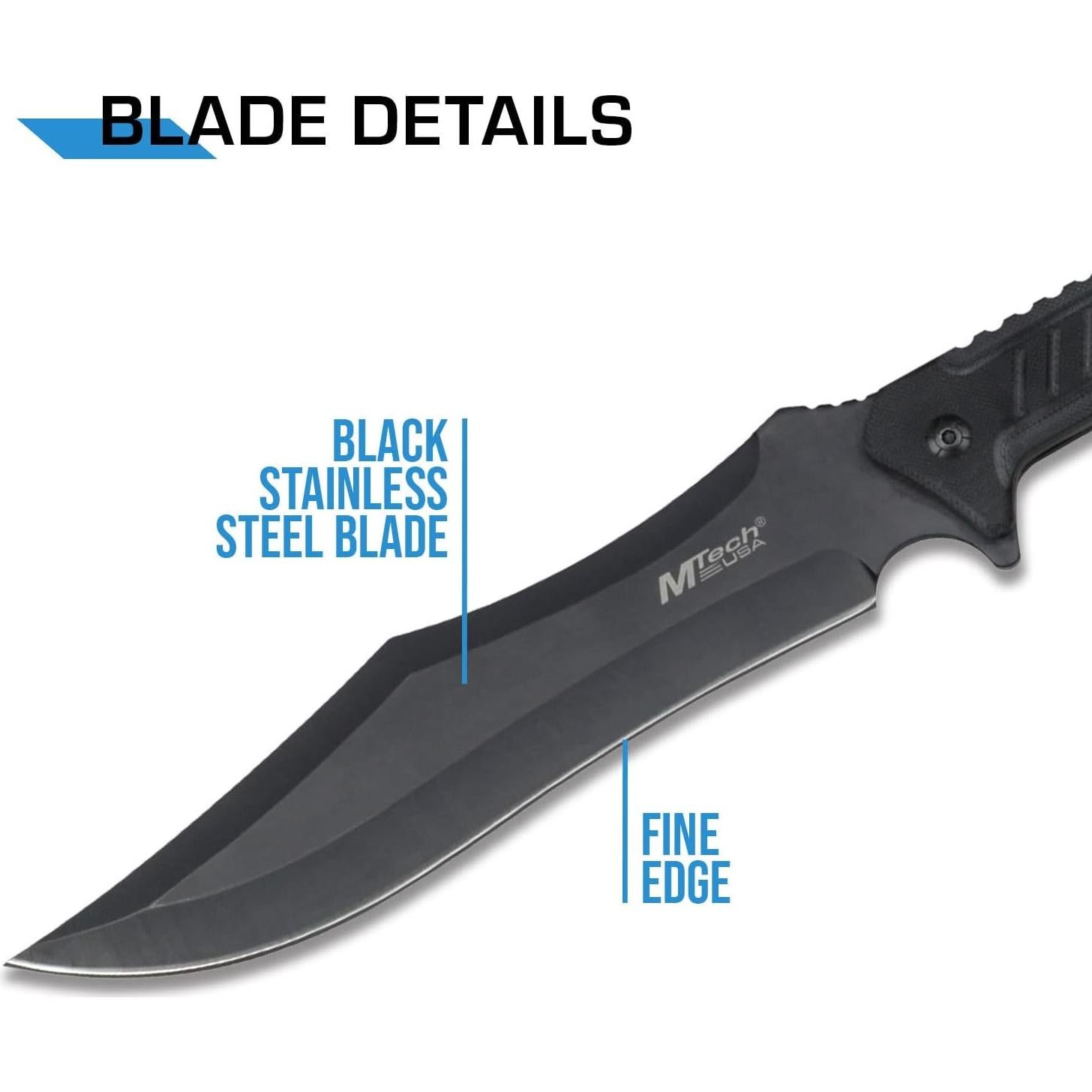 Cuchillo Fijo MTech USA MT-20-39 Acero Inoxidable Negro 35.56 cm