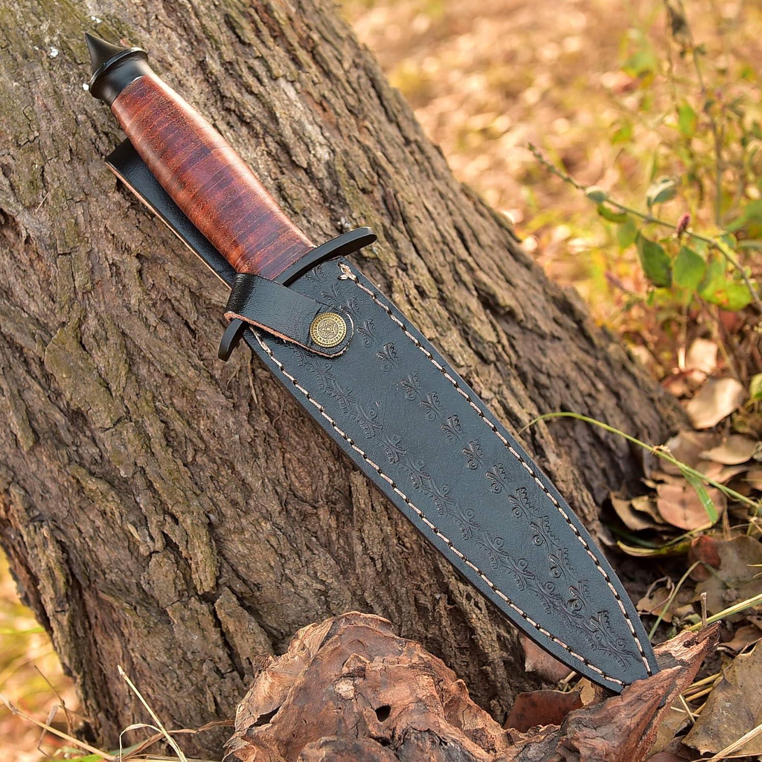 Daga Militar V42 Sykes Fairbairn AJSANITY con Funda de Cuero