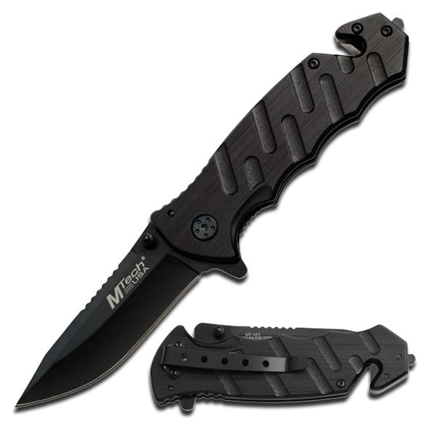 Cuchillo de Rescate Táctico MTech MT-424BK Negro 8.3cm