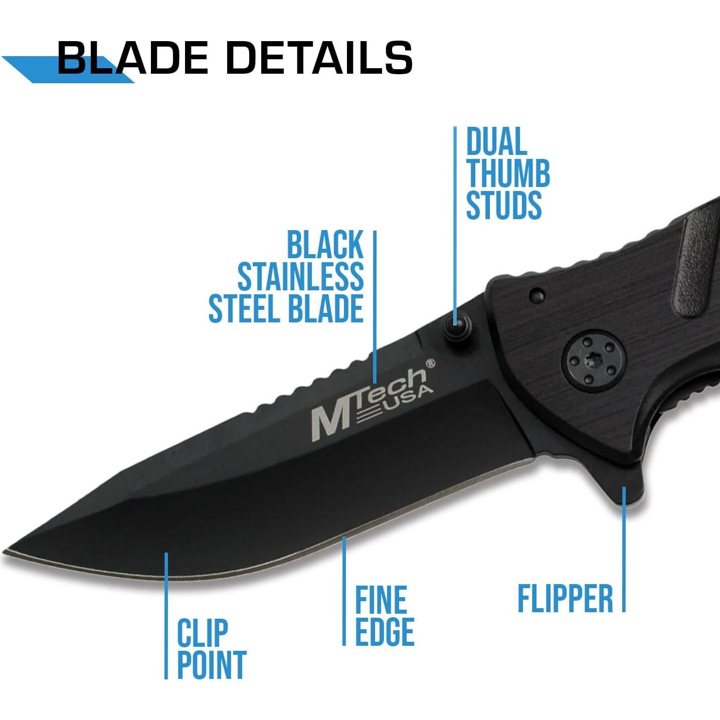 Cuchillo de Rescate Táctico MTech MT-424BK Negro 8.3cm