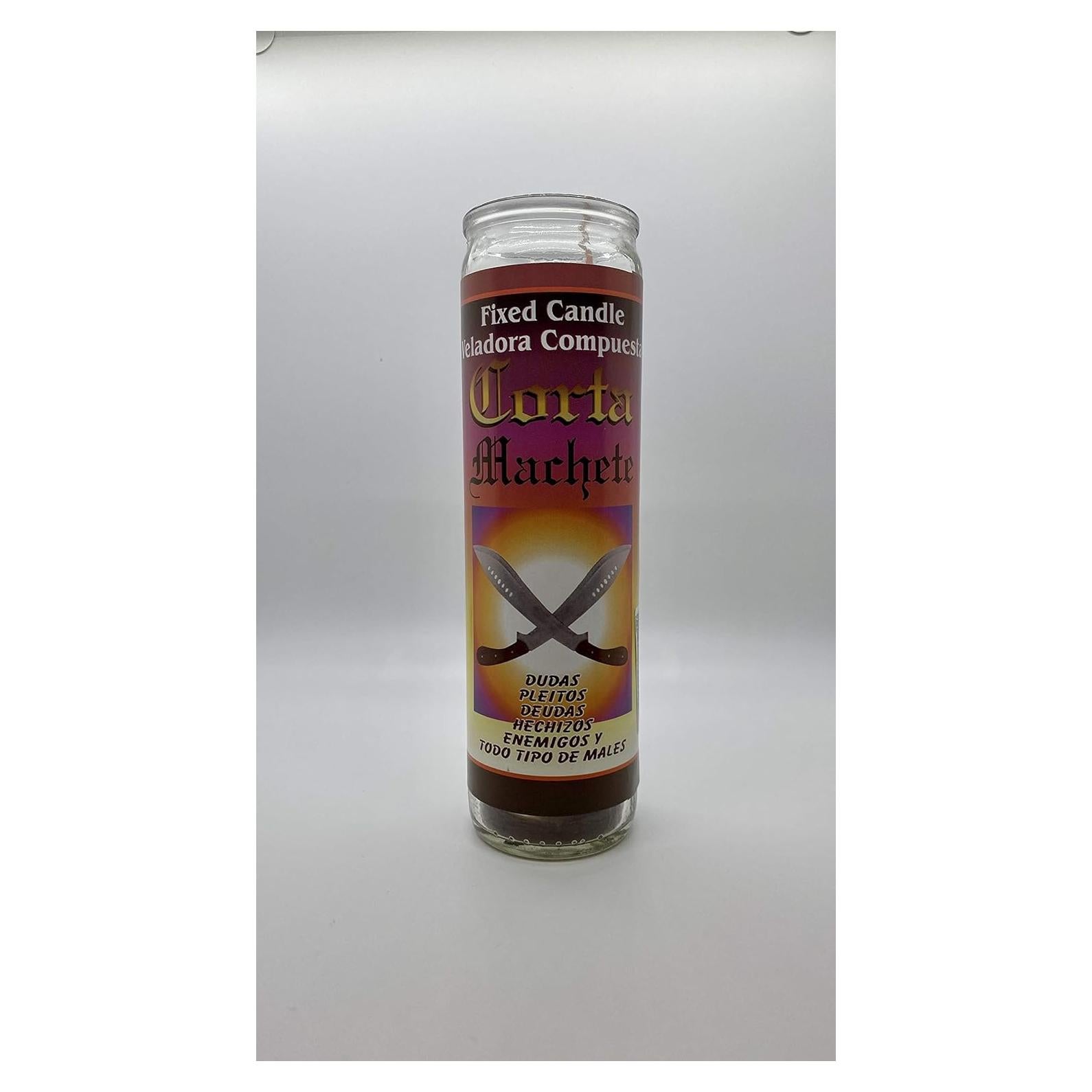 Vela de Vidrio Corta Machete 7 Días Marrón Decorativa