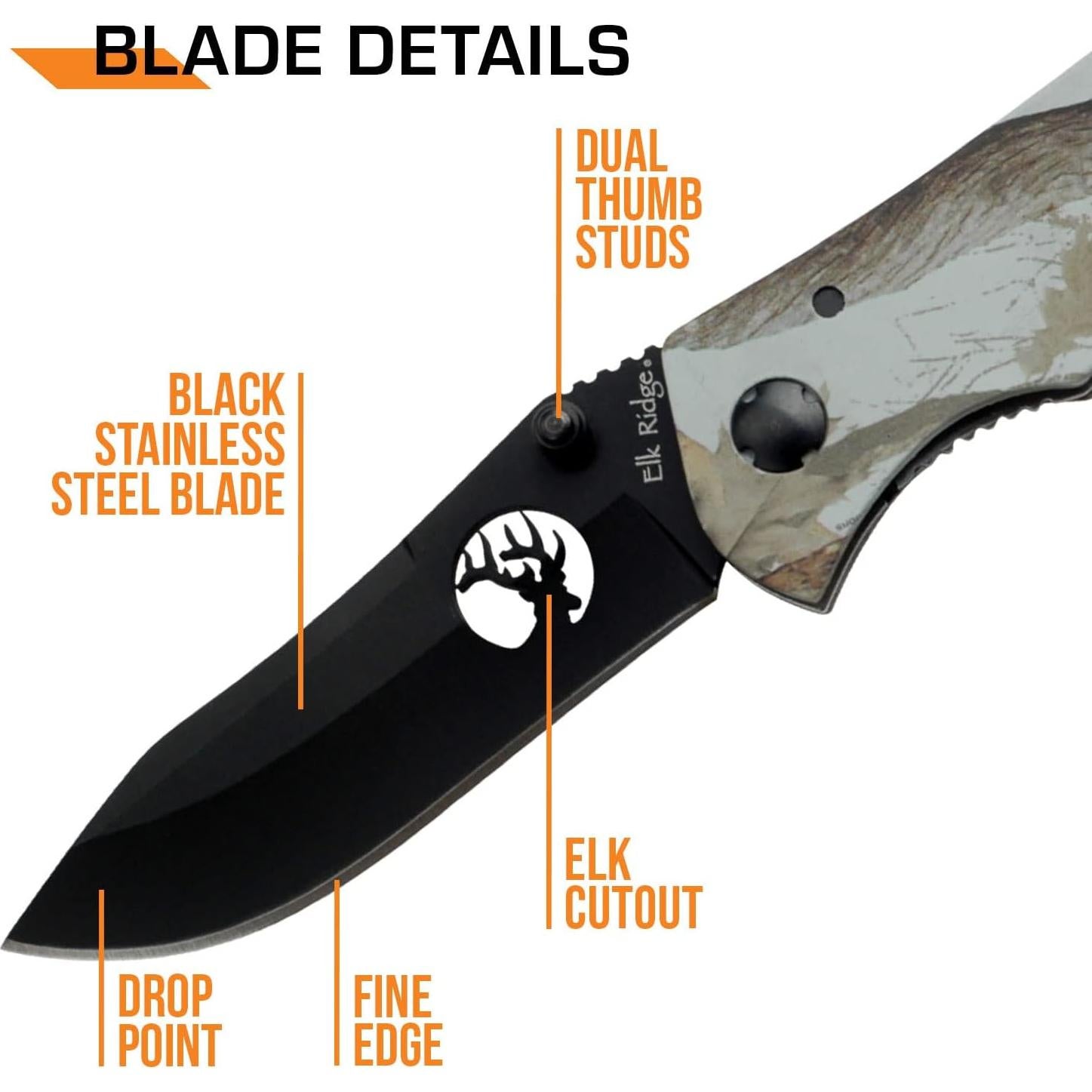 Cuchillo Plegable Manual Elk Ridge ER-015 - Acero Inoxidable 7.92 cm