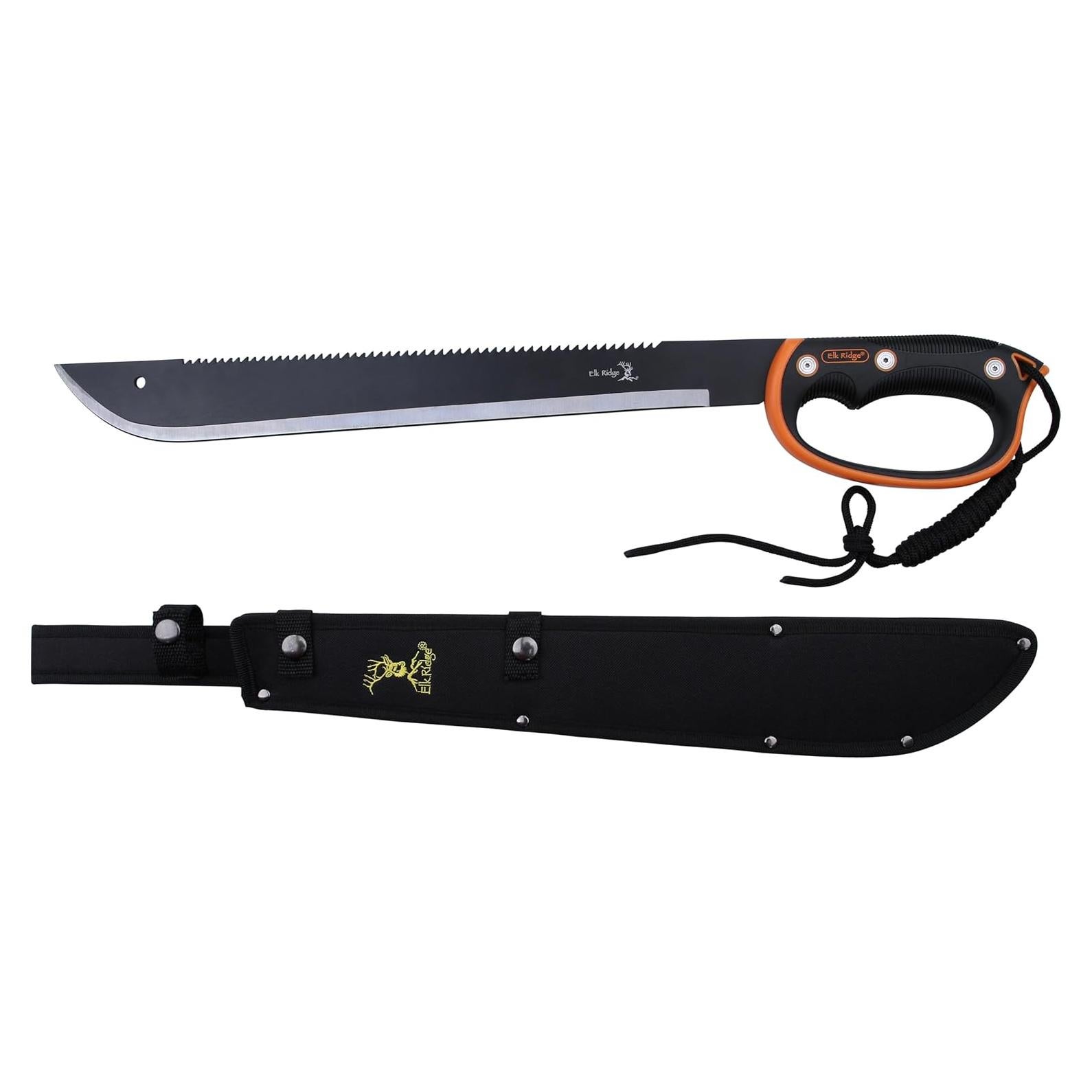 Machete Elk Ridge 62.23 cm Acero Inoxidable Negro con Funda