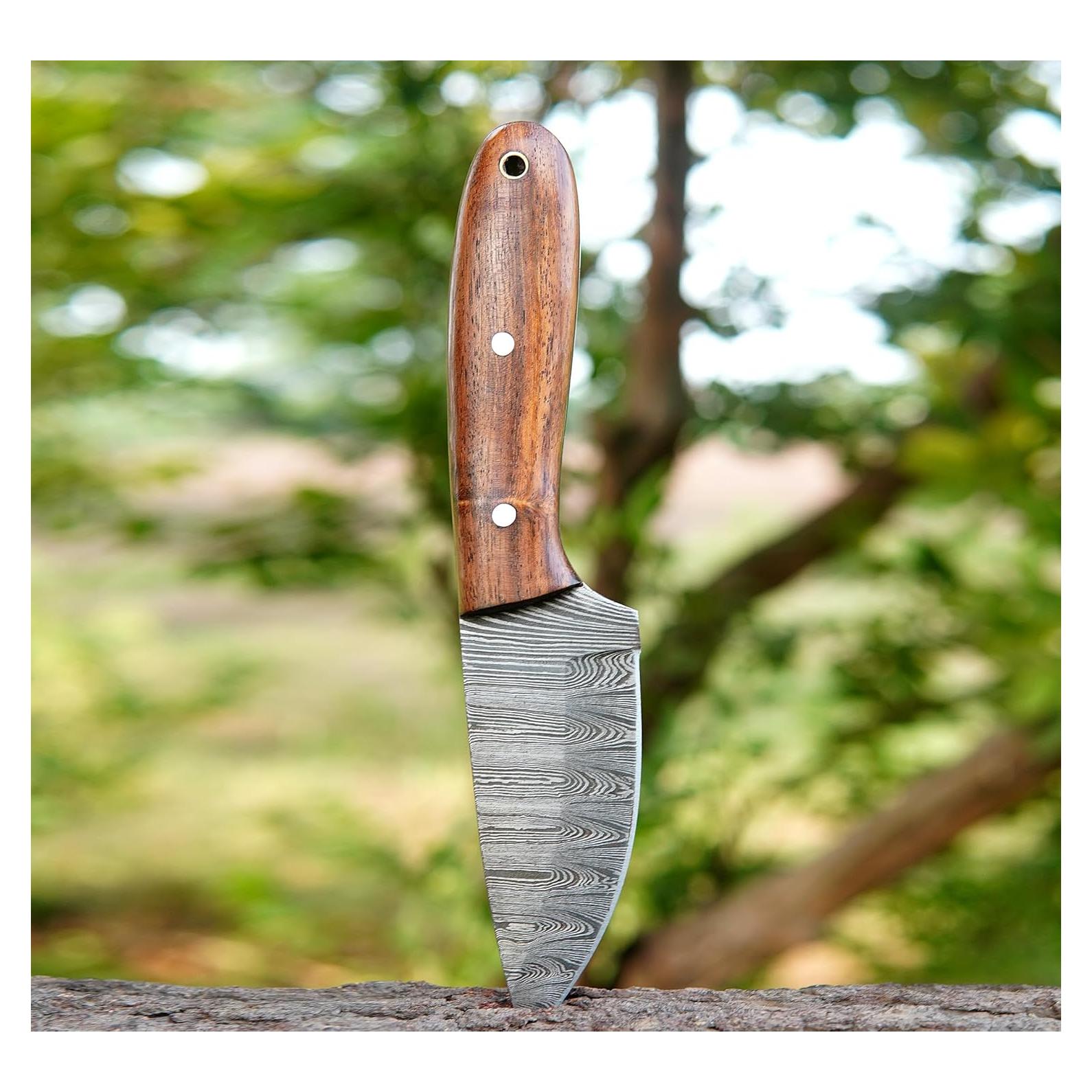 Cuchillo de Caza RISING CRAFTS Damasco 20.32 cm con Funda